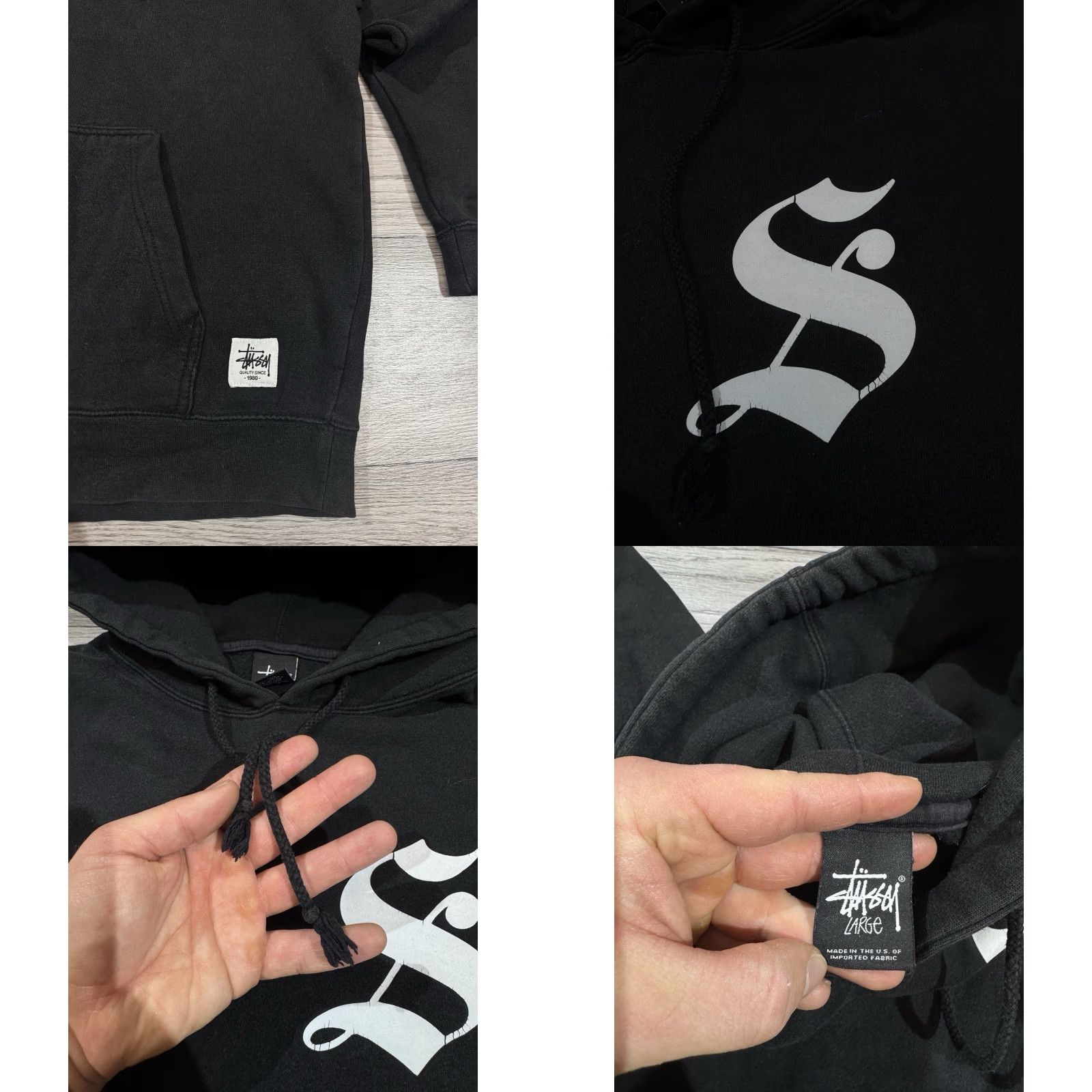 Logo 7 VINTAGE Stussy Crew Logo Black Hoodie Mens Large Sz Large Pullover Streetwear Logo 90s Decade Mens Size US L / EU 52-54 / 3 - 8 Thumbnail