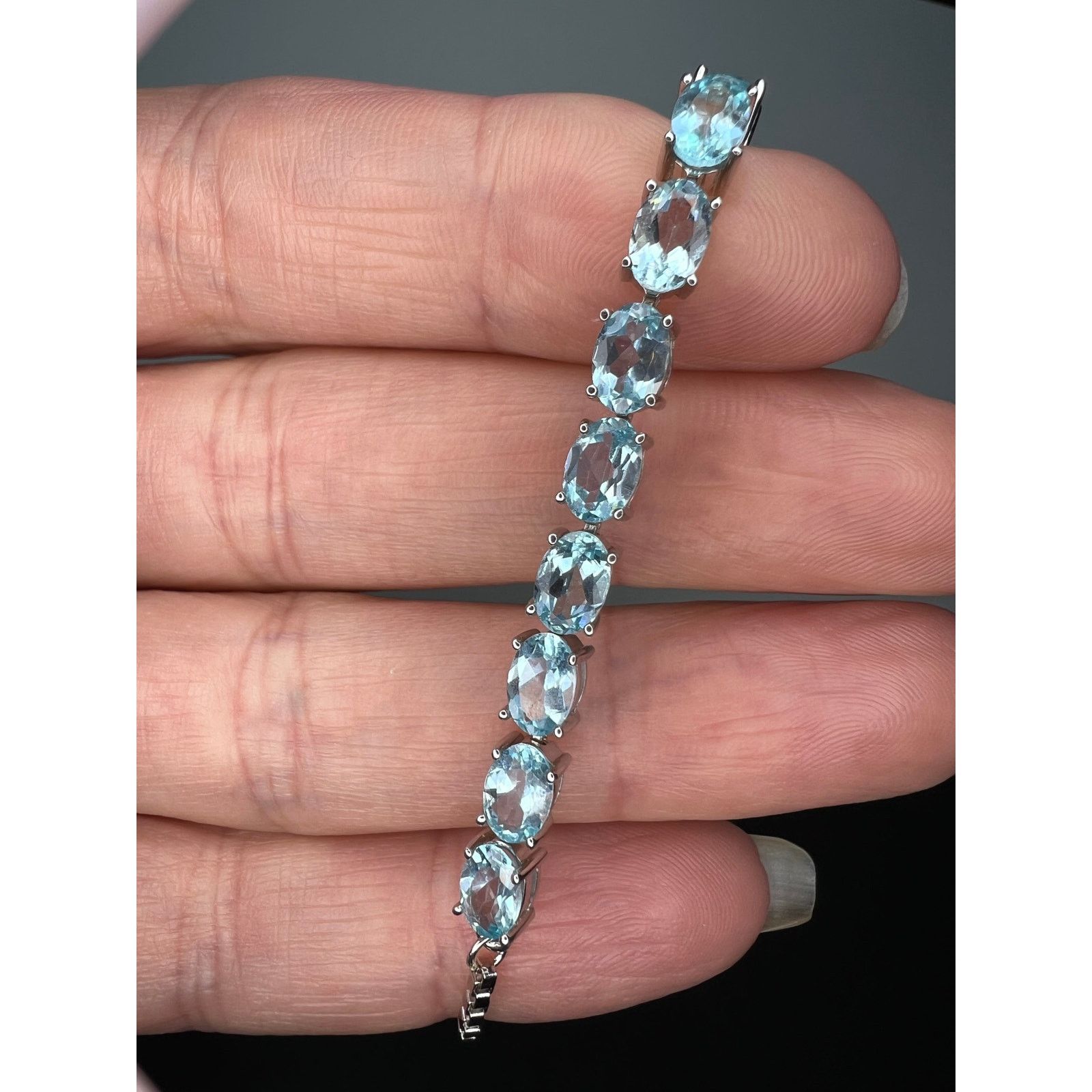 Other Blue Apatite Rhodium Over Sterling Silver Bolo Bracelet Size ONE SIZE - 11 Thumbnail