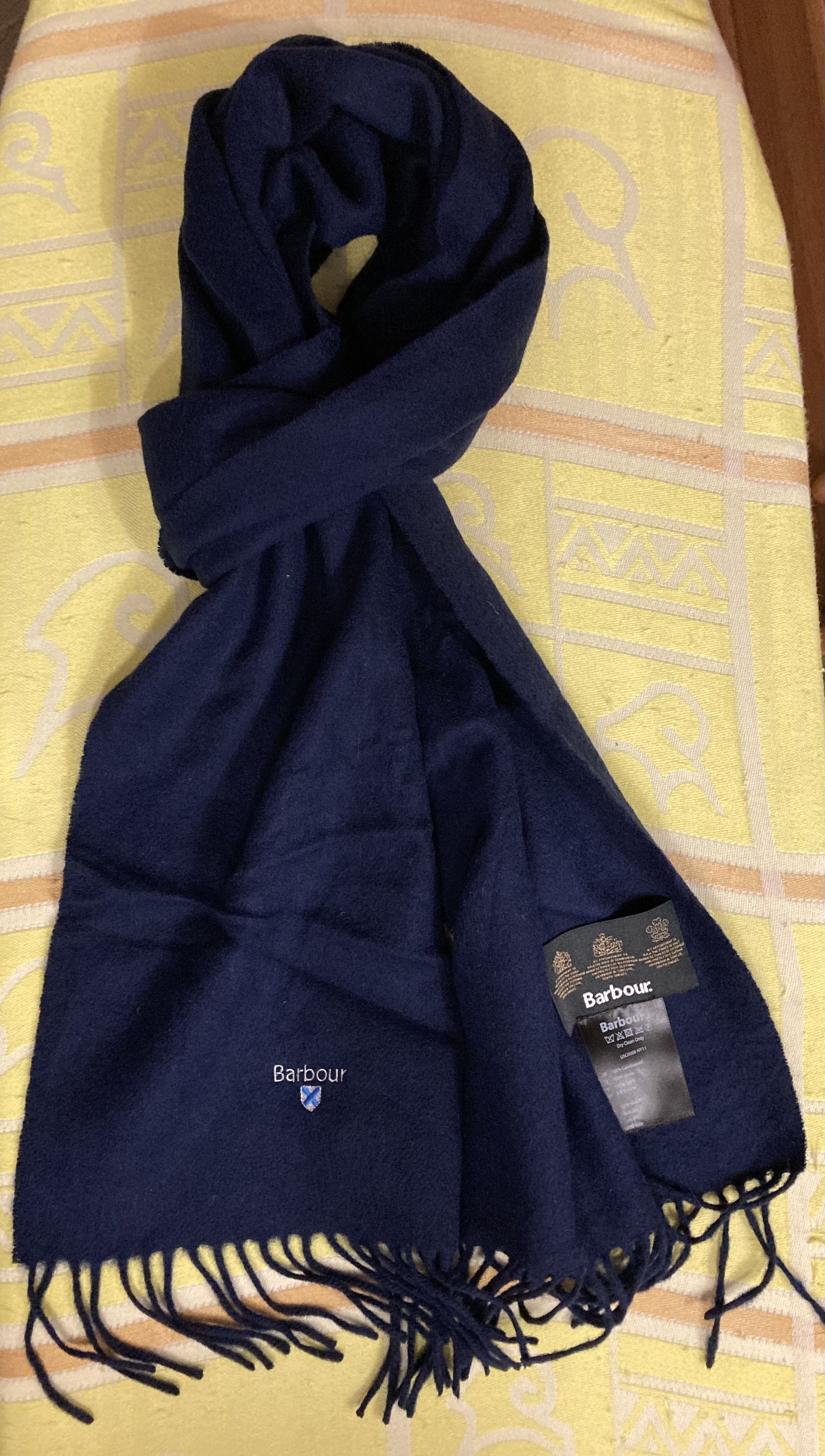 Barbour Barbour Classic Scarf Navy Blue 100% Wool Fringe Size ONE SIZE - 5 Thumbnail