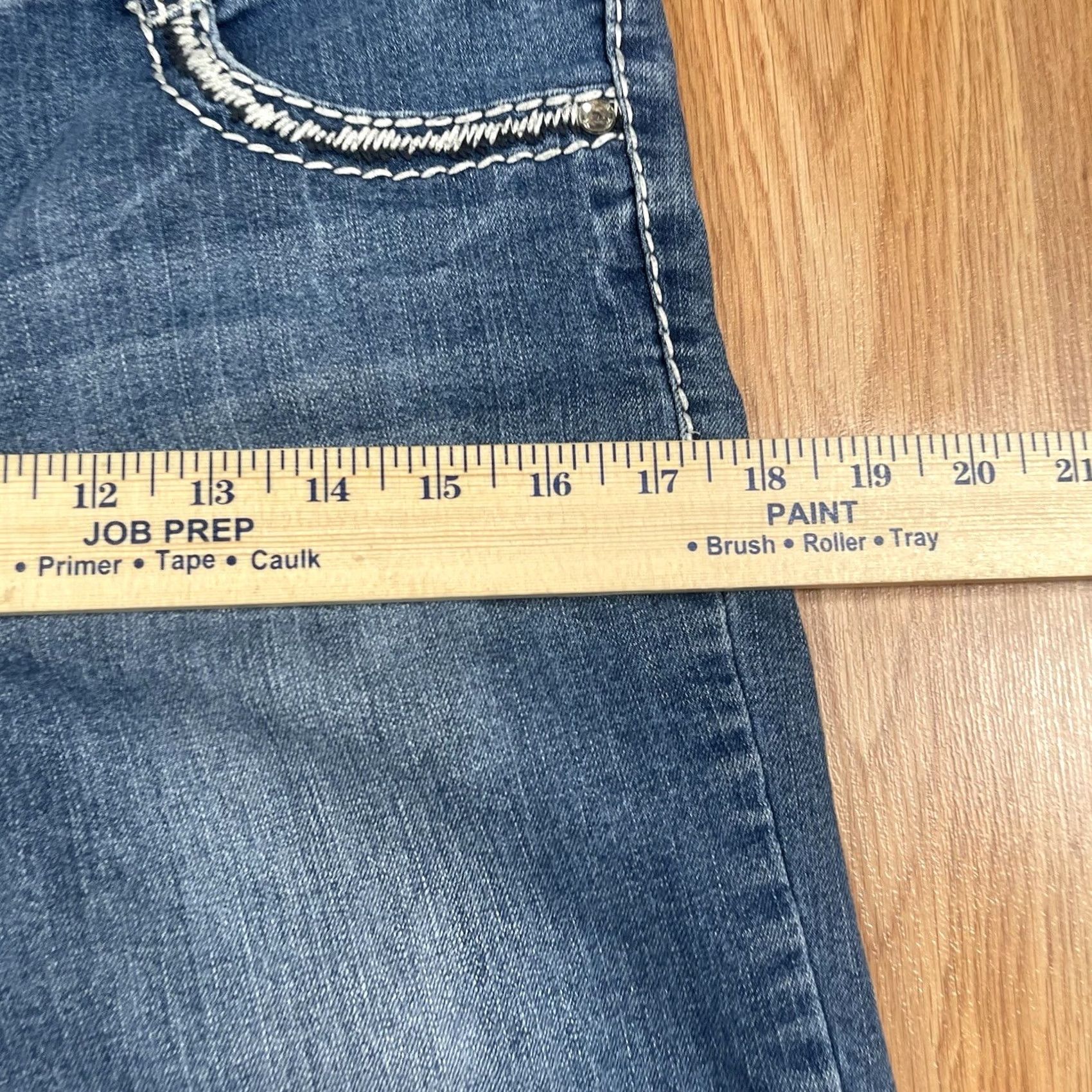 Vintage Alternative Title 2: Xhilaration Jeans Womens 16 Straight Leg Flat Front Stretch Blue Denim Pants - New Condition Size 38" / US 16 / IT 52 - 6 Thumbnail