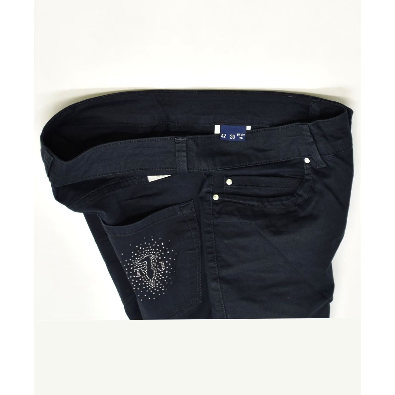 Trussardi TRUSSARDI Womens Straight Casual Trousers W28 L28 Black Cotton Size 28" / US 6 / IT 42 - 3 Thumbnail
