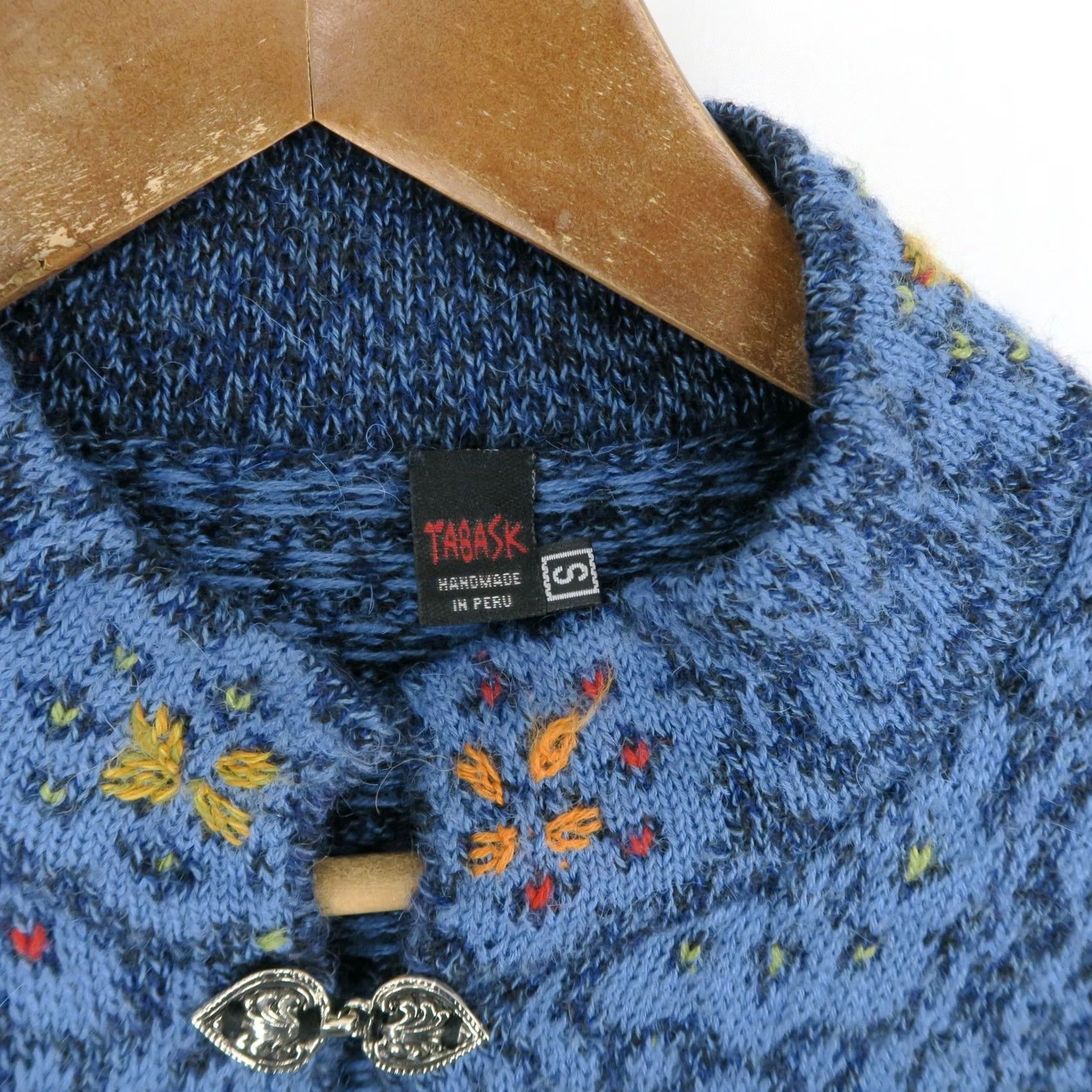 Vintage Tabask Sweater Womens S Blue Cardigan Floral Embroidered Alpaca Blend Size S / US 4 / IT 40 - 7 Thumbnail