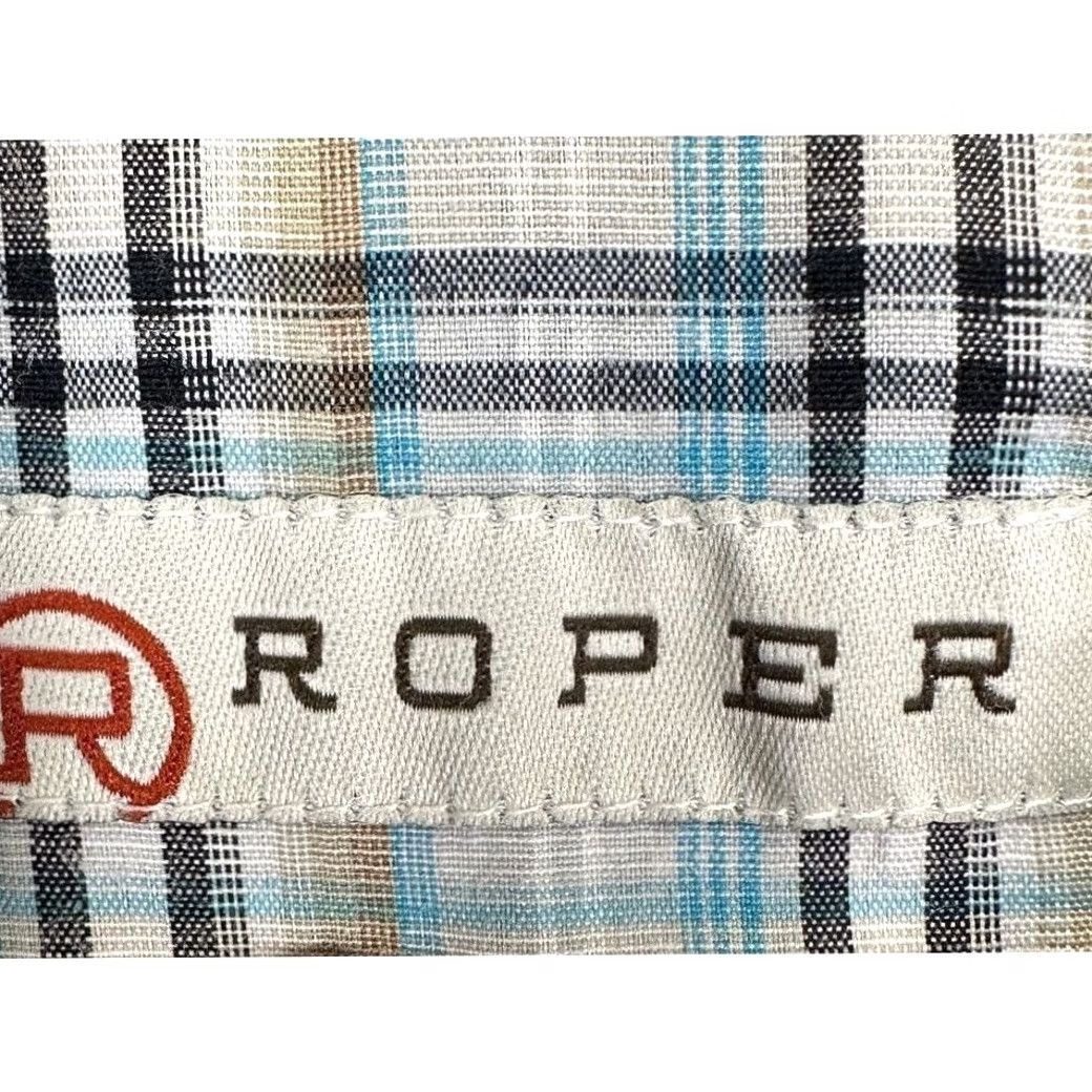 Roper Roper Shirt Button-Up Western Plaid Blue Tan Short Sleeve Mens M Button-Down Collared Pocket EUC Size US M / EU 48-50 / 2 - 4 Thumbnail