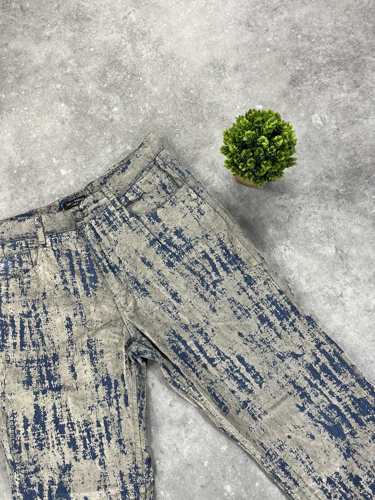Vintage Rare Painted Distressed Flared Pants Archive Alternative 00s Size US 32 / EU 48 - 3 Thumbnail