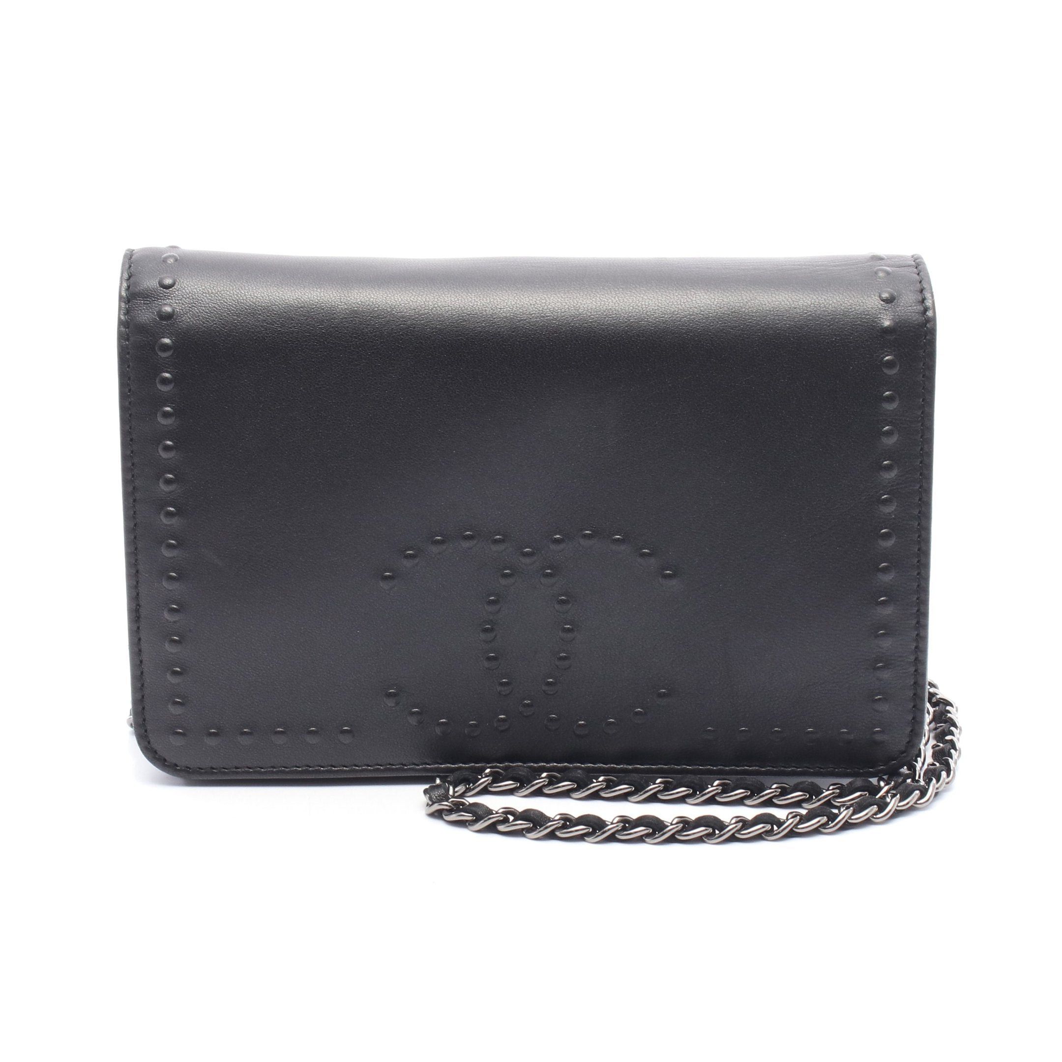 Chanel Chanel Coco Mark Chain Wallet Leather Black Silver Hardware Size ONE SIZE - 1 Thumbnail