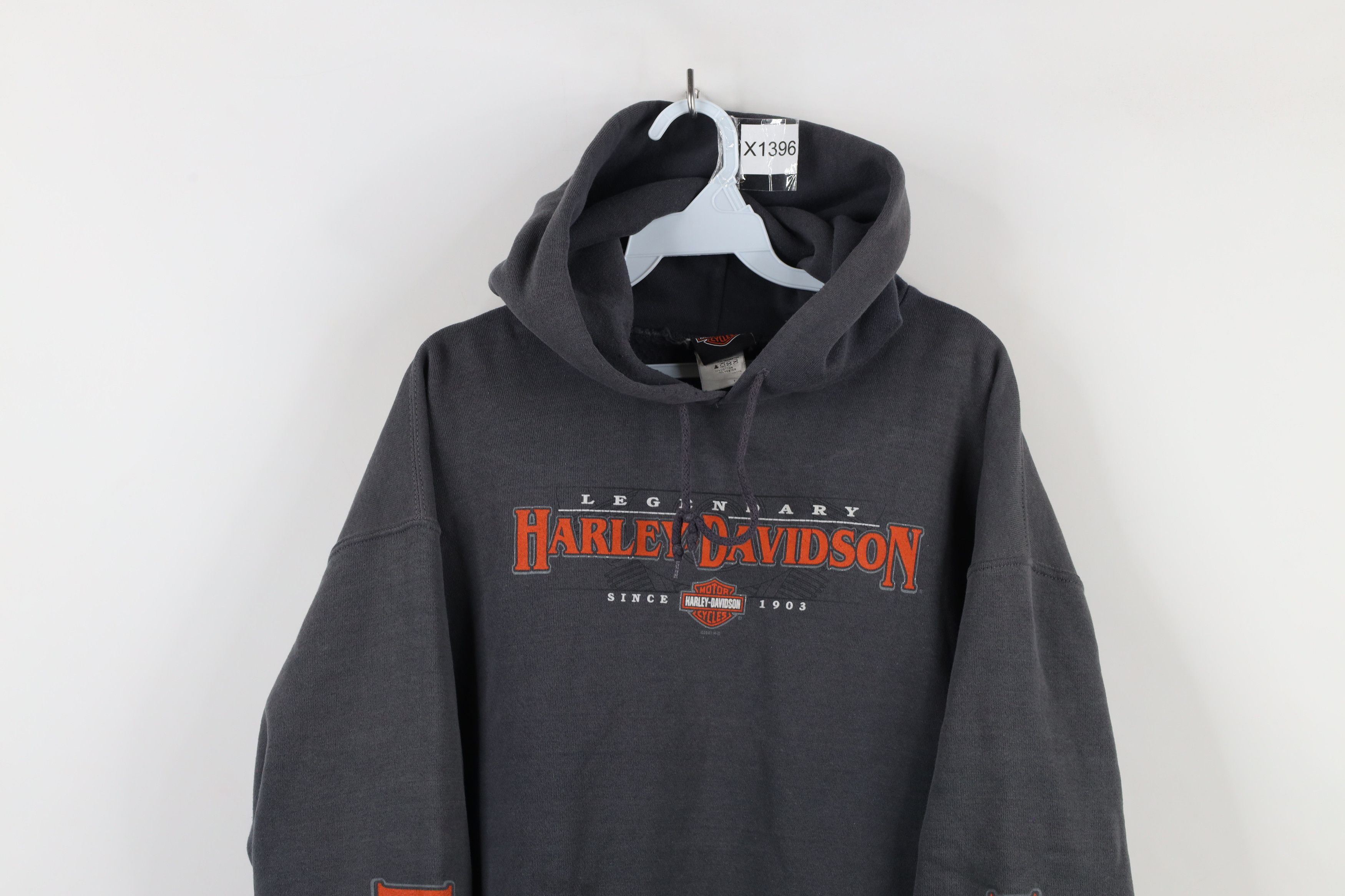 Harley Davidson × Vintage Vintage Y2K Harley Davidson Spell Out Hoodie Sweatshirt Gray Size US XL / EU 56 / 4 - 2 Thumbnail