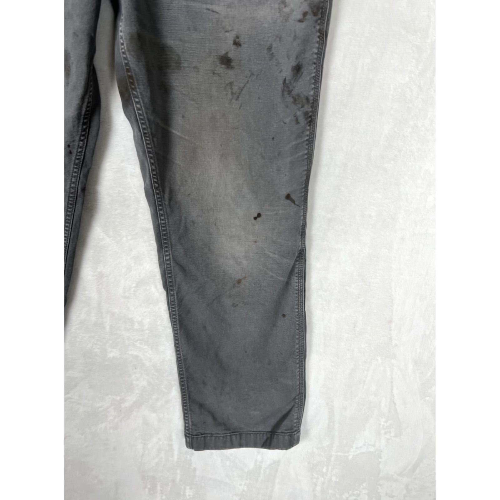 Carhartt Carhartt 34x30 Men's Relaxed Fit Canvas Pants BN2291M Gray Stained Grunge Vintage No Casual Workwear Carpenter 5-Pocket Logo Zipper Button Size US 34 / EU 50 - 5 Thumbnail