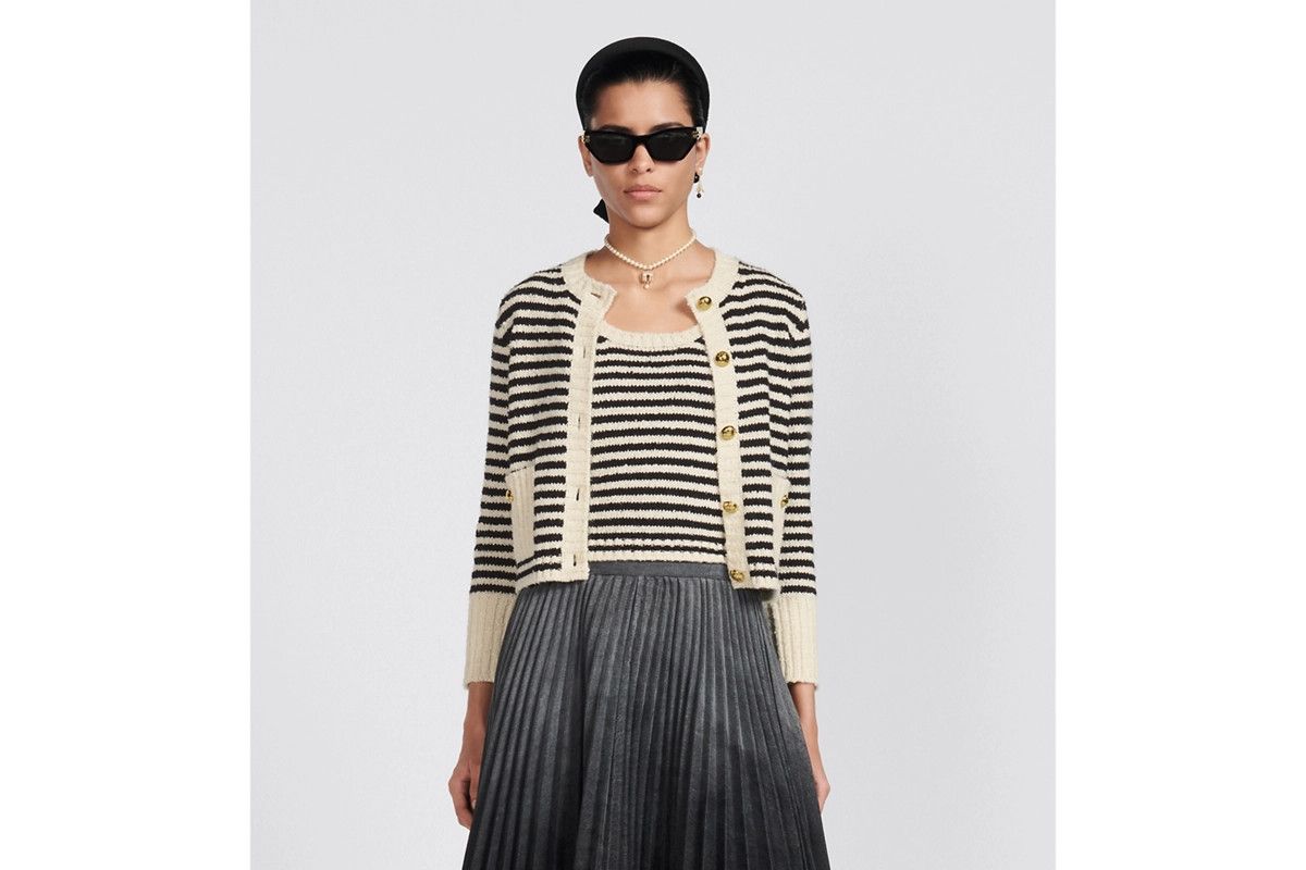 Dior o1bcso1str0225 Marinière Cardigan in Euru/Black Size L / US 10 / IT 46 - 4 Thumbnail