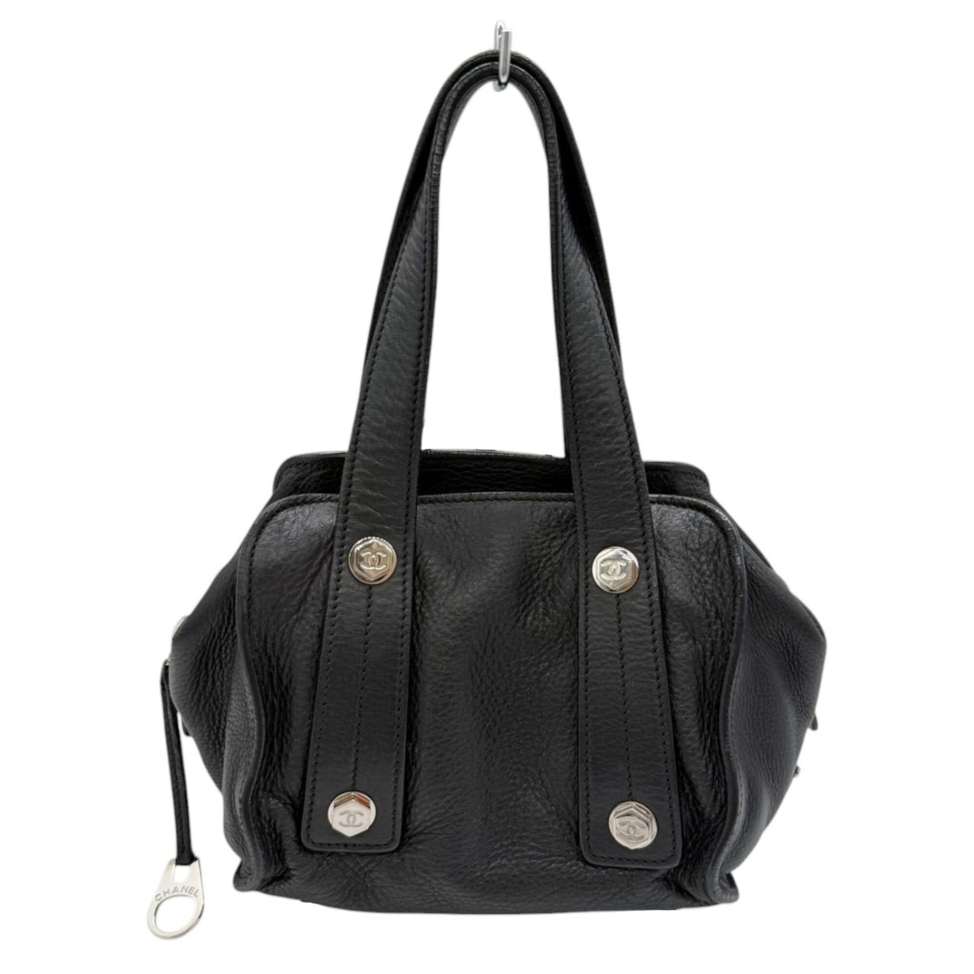 Chanel CHANEL Coco Mark Small Bowler Bag Handbag Leather Black Women's Size ONE SIZE - 1 Thumbnail