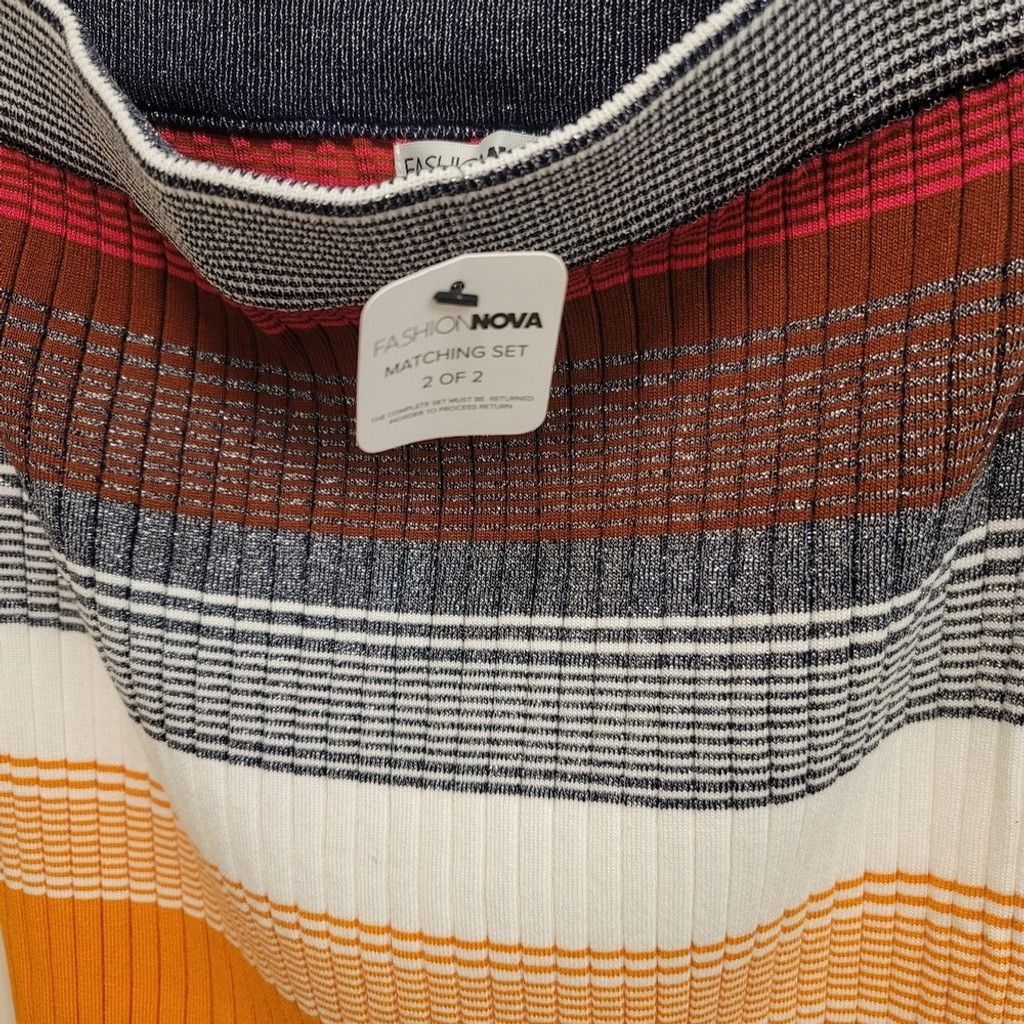 Fashion Nova NWT Fashion Nova Summer Vibe Striped Metallic Skirt Size 38" / US 16 / IT 52 - 7 Thumbnail