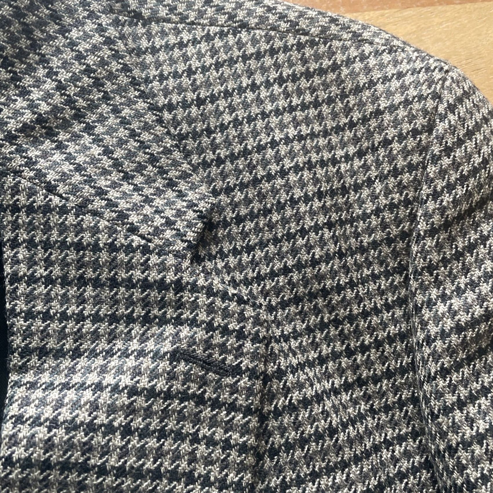 Ralph Lauren VINTAGE Ralph Lauren Blazer Mens 46T Gray Houndstooth Tweed Wool Sport Coat Size 46R - 5 Thumbnail