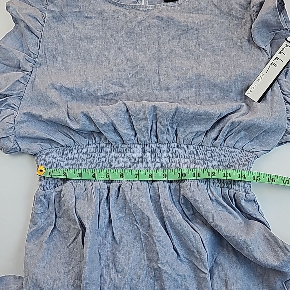 Nicole Miller Nicole Miller -769 NWT Lighy Blue Smocked Waist Linen Blend Size L / US 10 / IT 46 - 8 Thumbnail