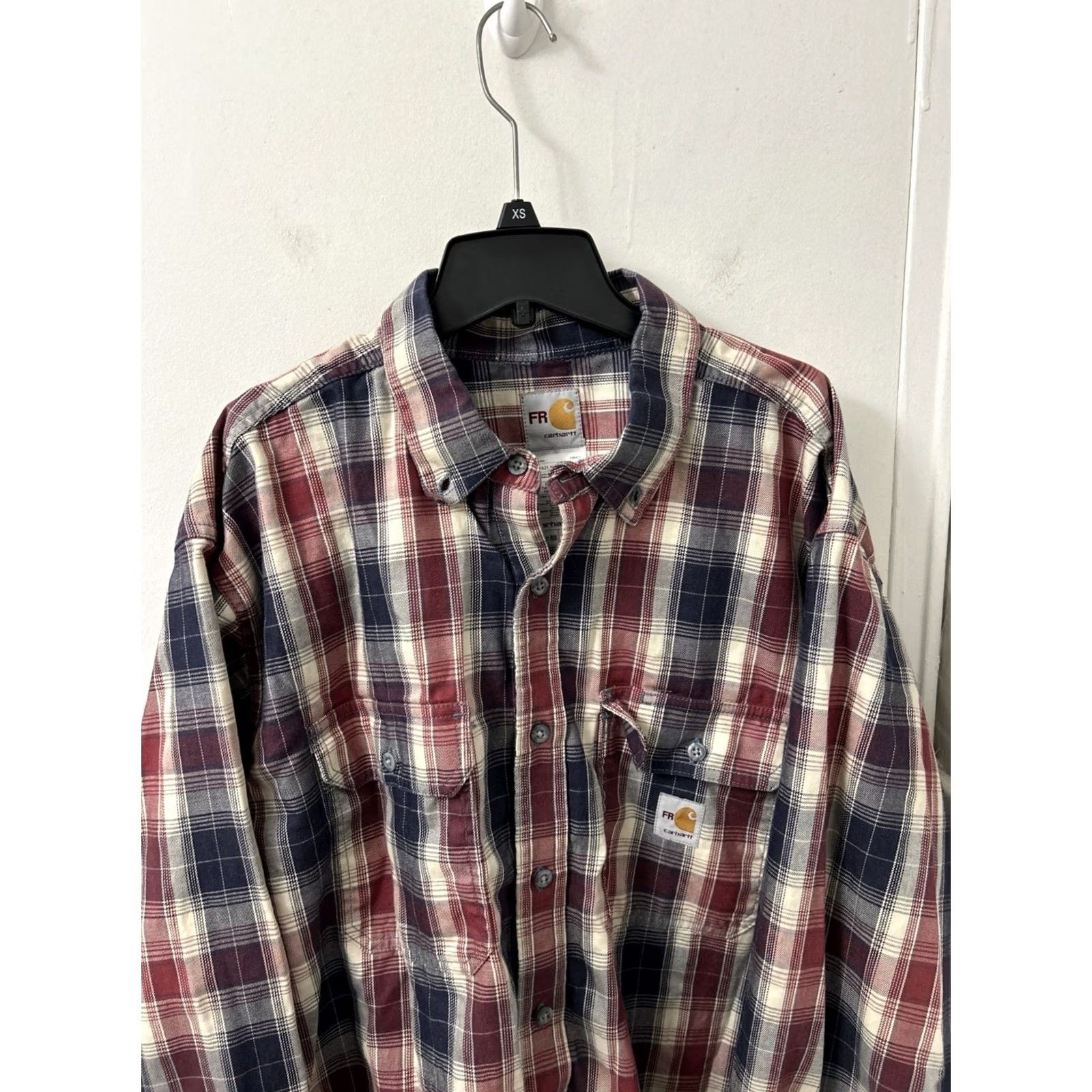 Carhartt Carhartt FR Flame Resistant Shirt Mens XL Tall Red Navy Plaid CAT2 L/S Size US XL / EU 56 / 4 - 2 Thumbnail