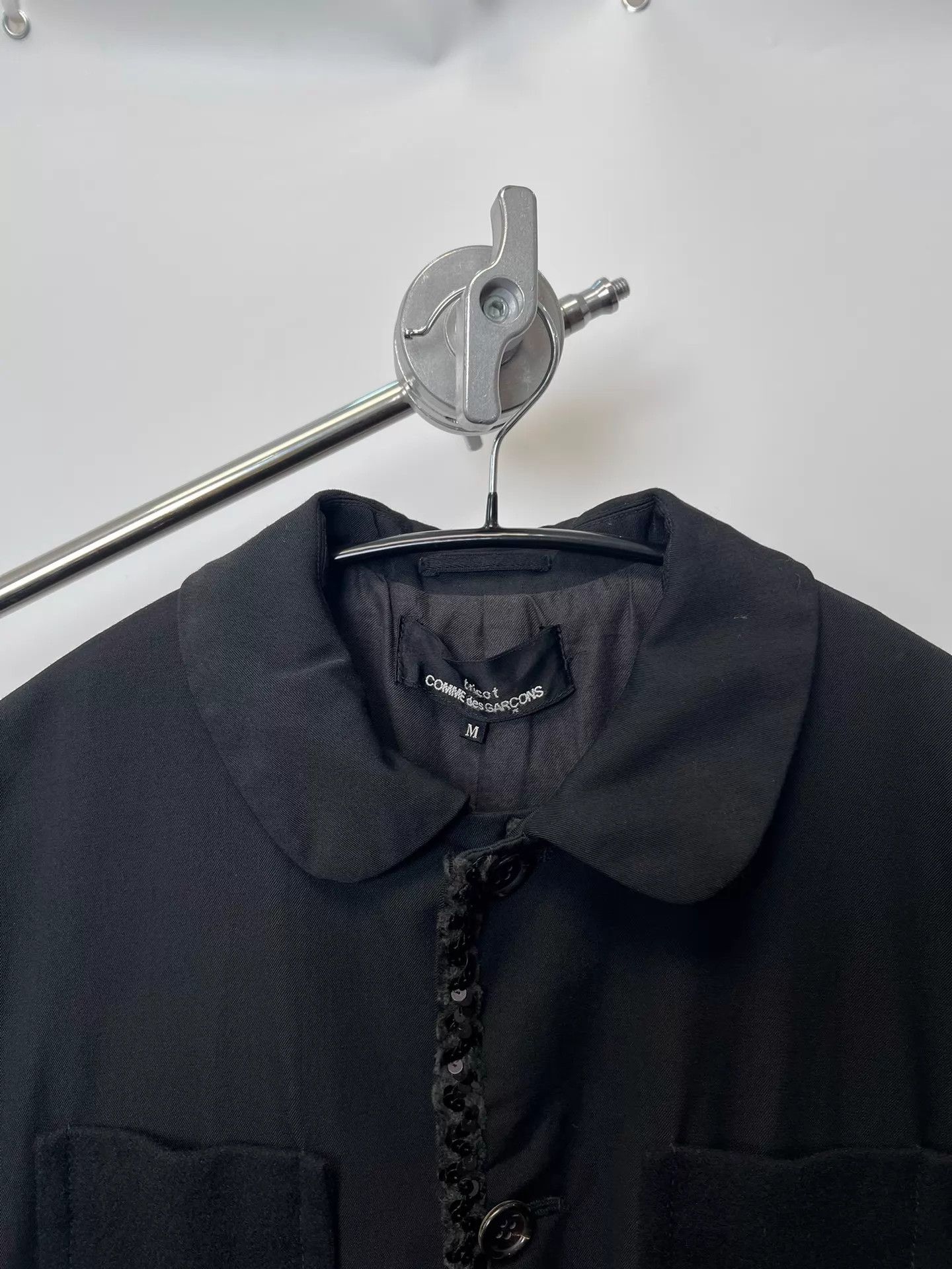 Comme des Garcons CDG Peter Pan Collar 4-Pocket Sequin Jacquard Wool Coat M Size M / US 6-8 / IT 42-44 - 3 Thumbnail