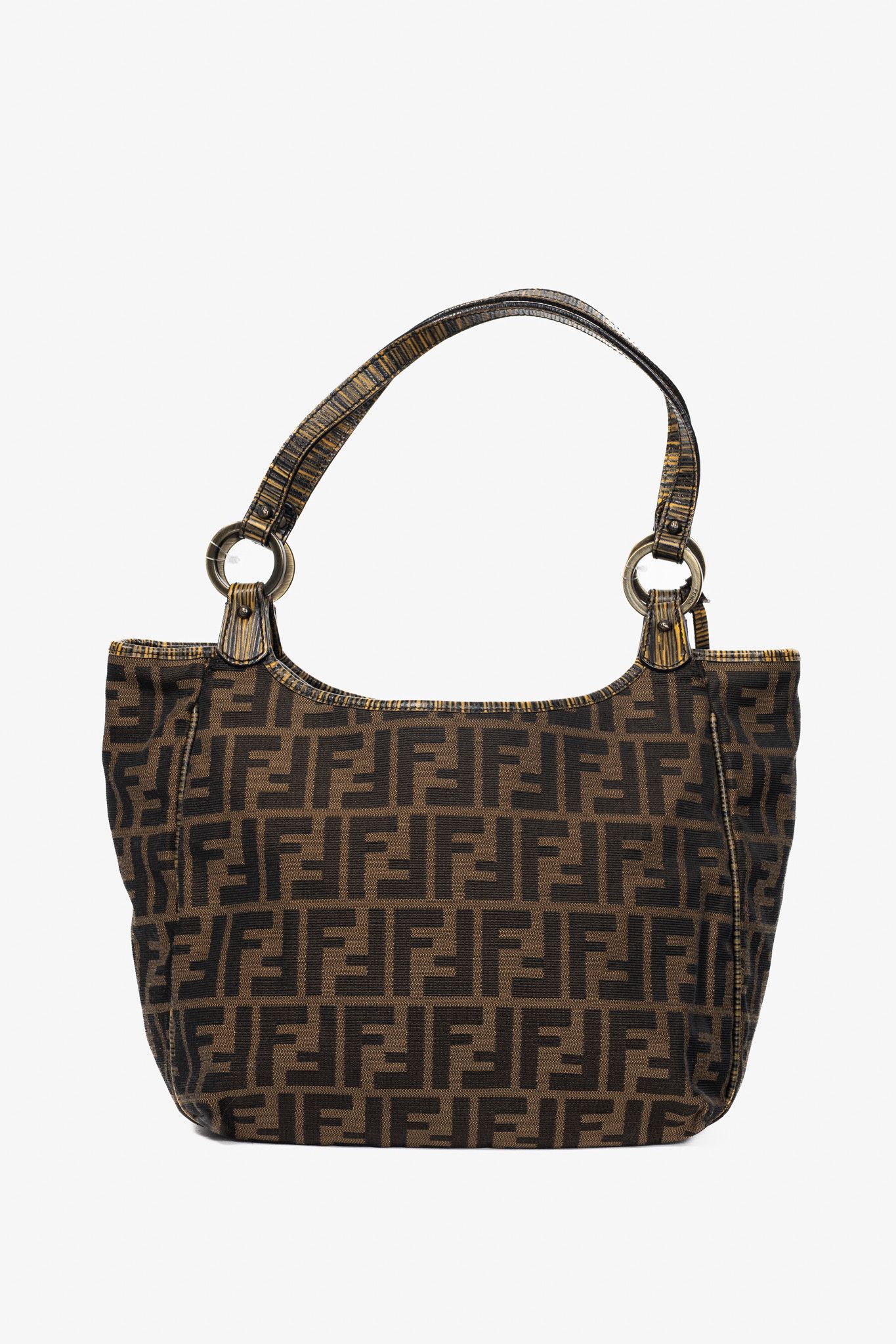 Fendi Fendi Chef Brown Zucca Canvas Leather-Trim Tote Size ONE SIZE - 4 Thumbnail
