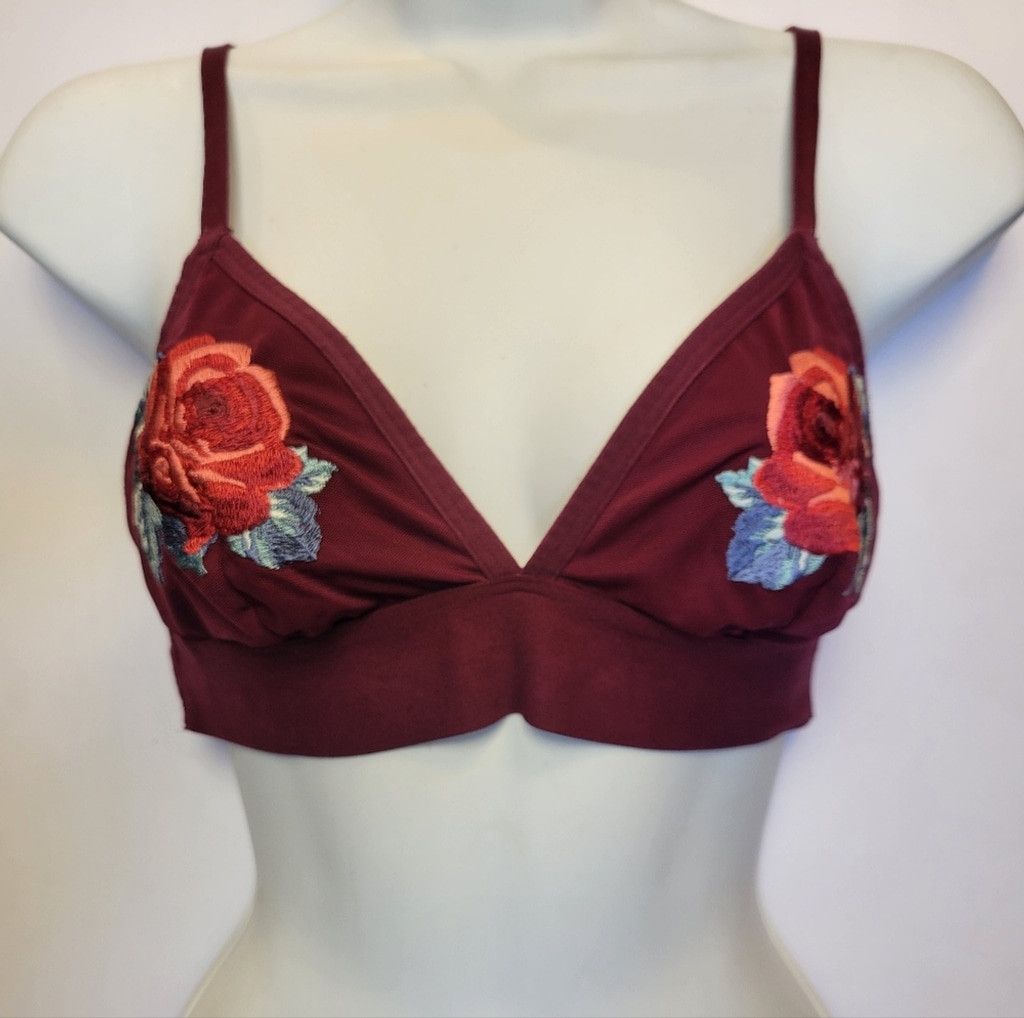 Pink Victoria's Secret PINK lace triangle bralette with roses S Size ONE SIZE - 1 Thumbnail