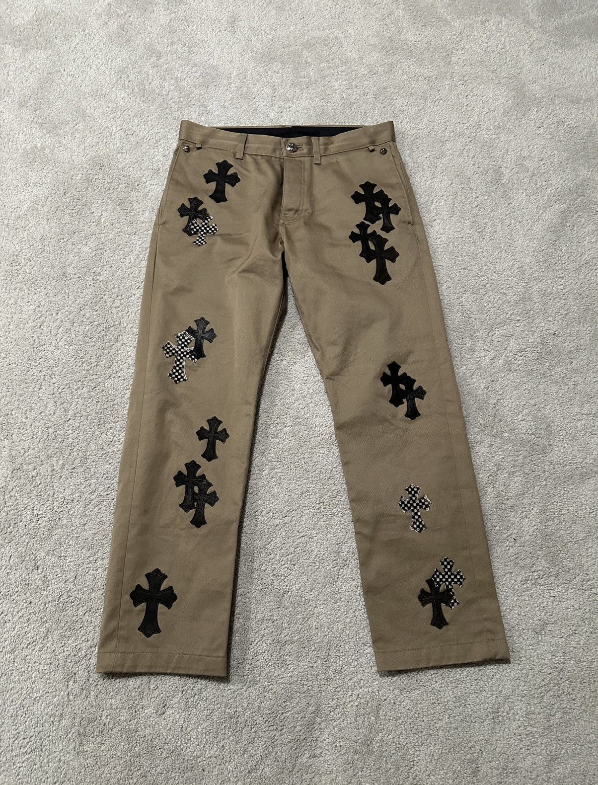 Chrome Hearts Chrome Hearts Tan Black Checkered Cross Patch Chinos Size US 34 / EU 50 - 1 Thumbnail