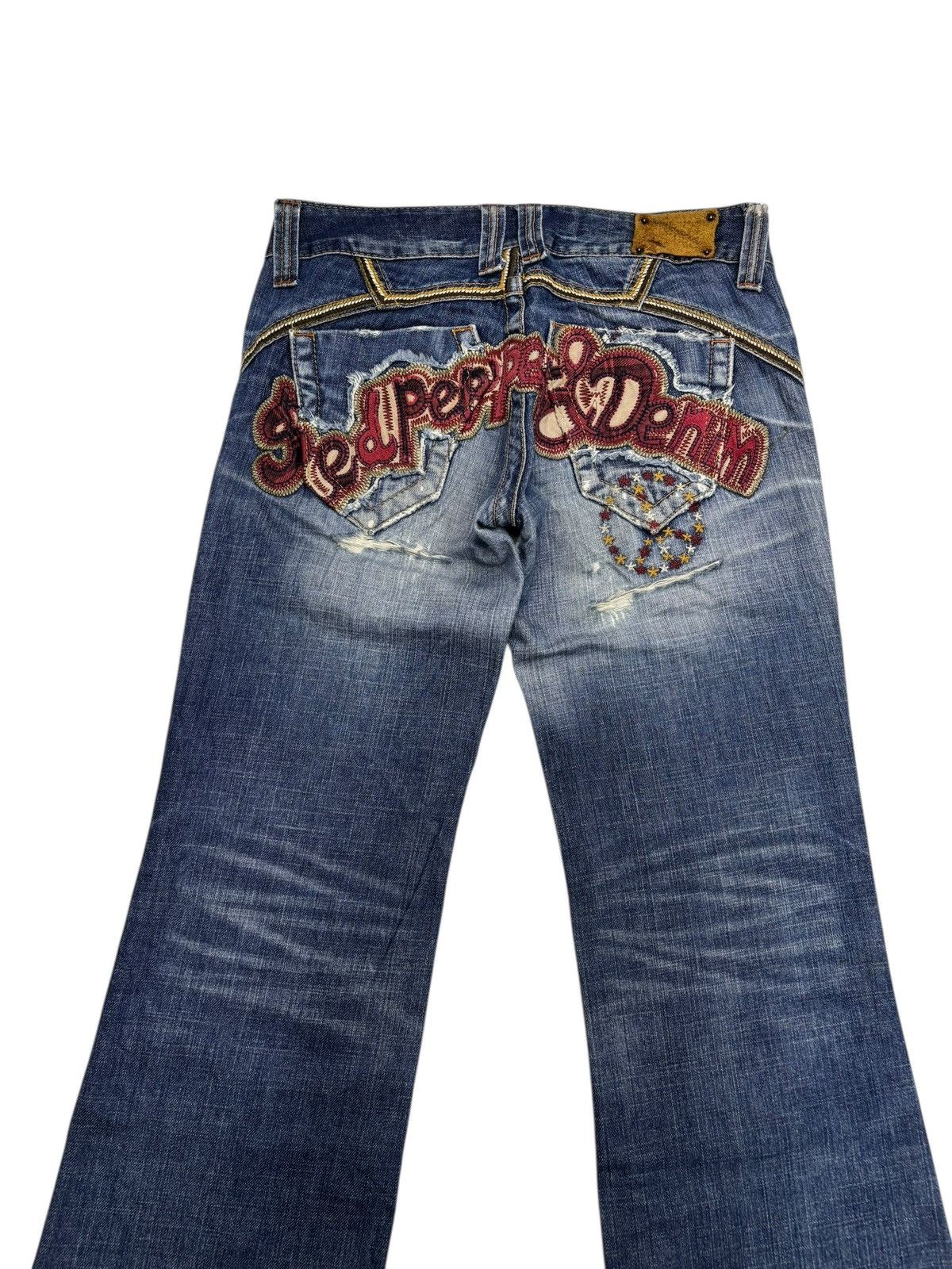 Hysteric Glamour × Undercover 💥RED PEPPER LOW RISE FLARE JEANS DISTRESSED DENIM Size US 30 / EU 46 - 6 Thumbnail