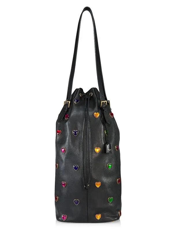 【SAINT LAURENT】送料/関税込 LARGE PARIS BUCKET BAG Saint Laurent Large Bucket Bag in Dark Vert Fonce | FWRD