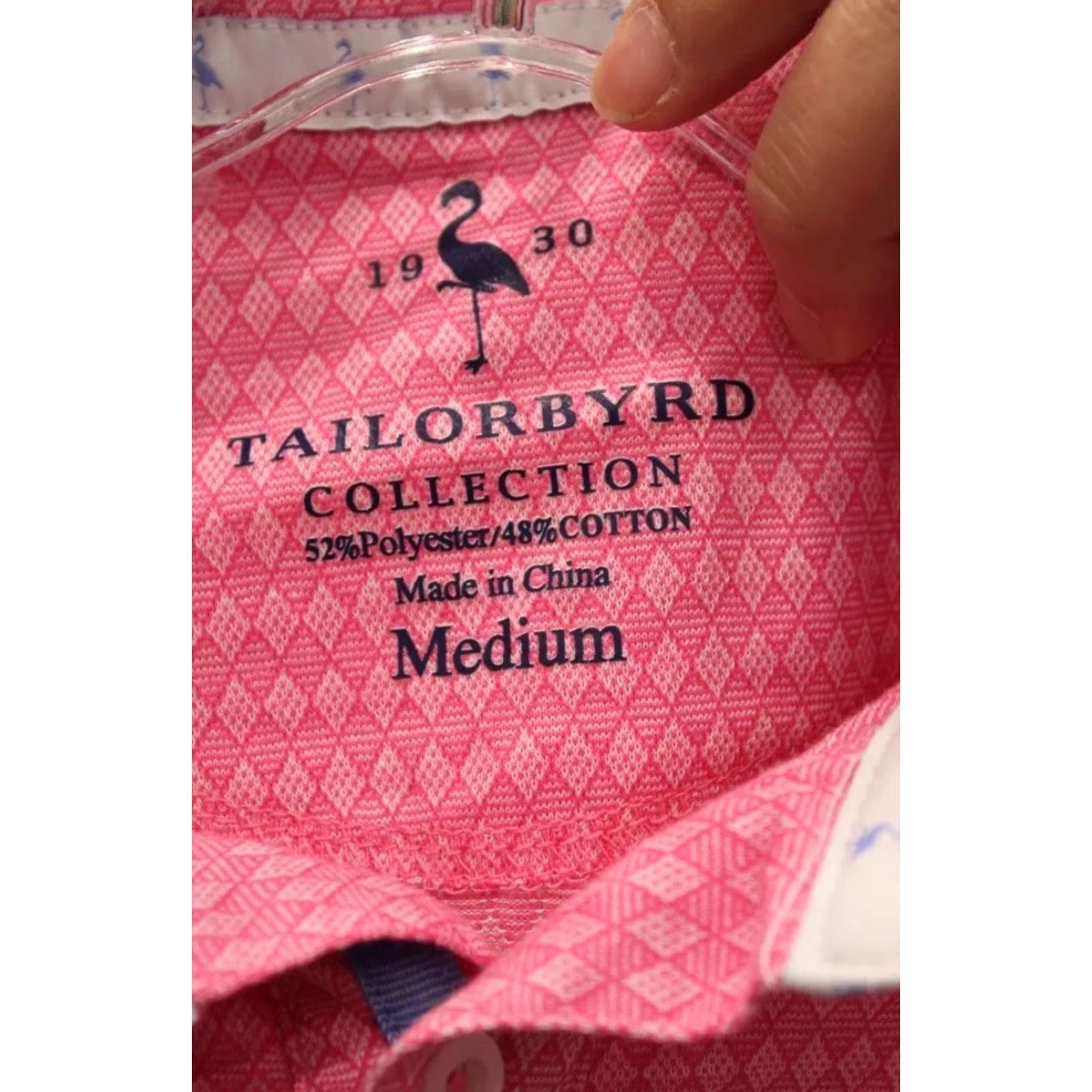 Tailorbyrd TAILORBYRD Men's Polo Shirt Geo-Patterned Tile Pink Golf Medium Size US M / EU 48-50 / 2 - 3 Thumbnail