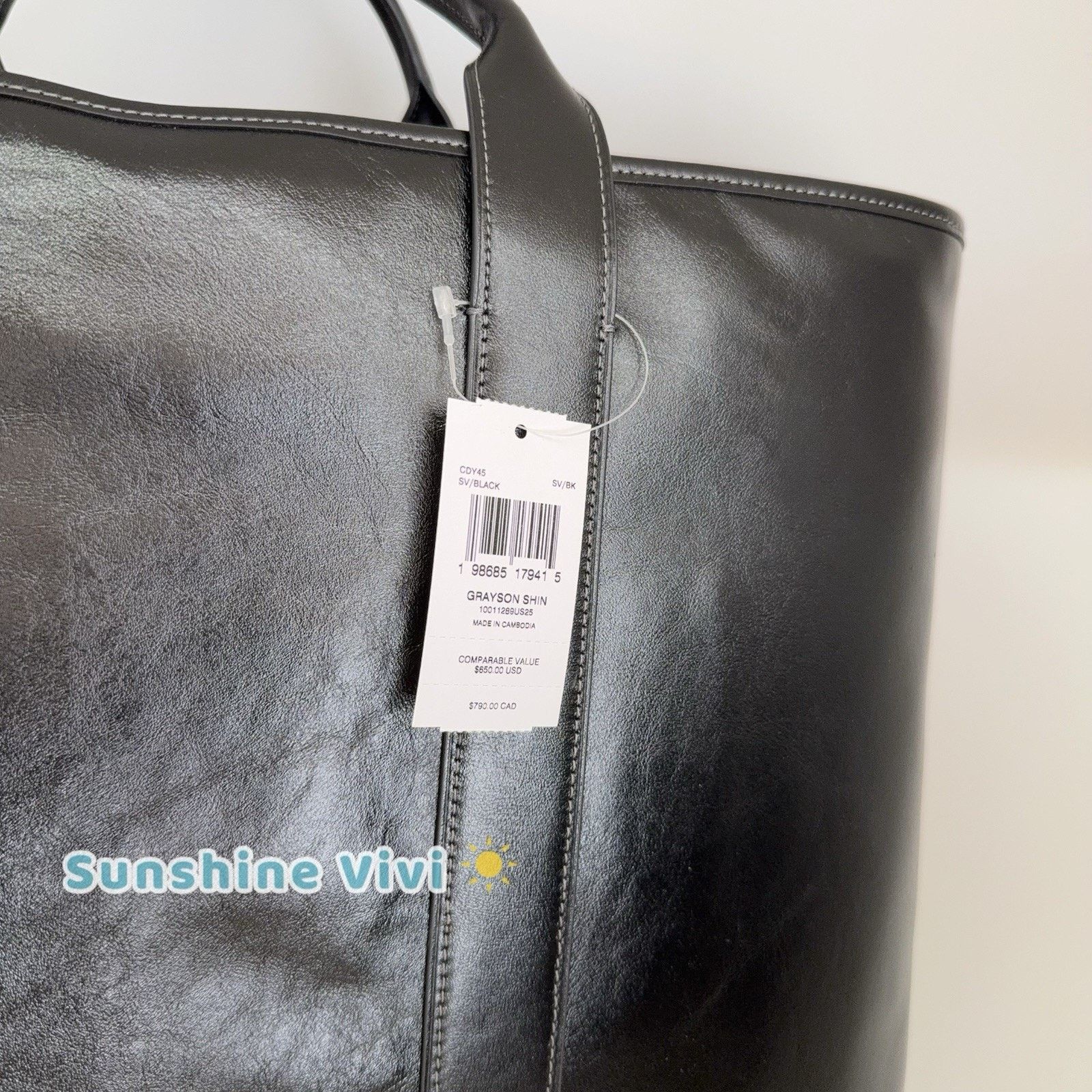 Coach NWT Coach Grayson Tote Bag Charm CDY45 Silver/Black Leather Size ONE SIZE - 4 Thumbnail
