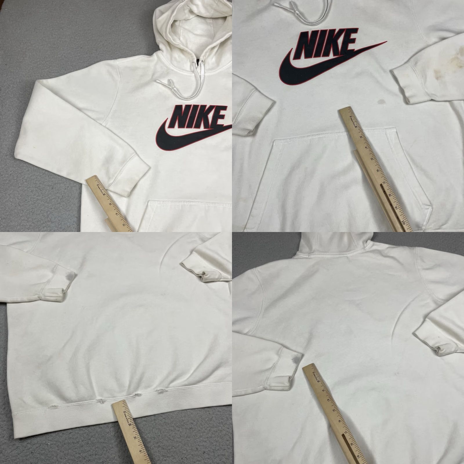 Nike VINTAGE Nike Sweatshirt Mens Sweatshirt L White Distressed Crew Neck Swoosh Logo Hoodie Size US L / EU 52-54 / 3 - 8 Thumbnail