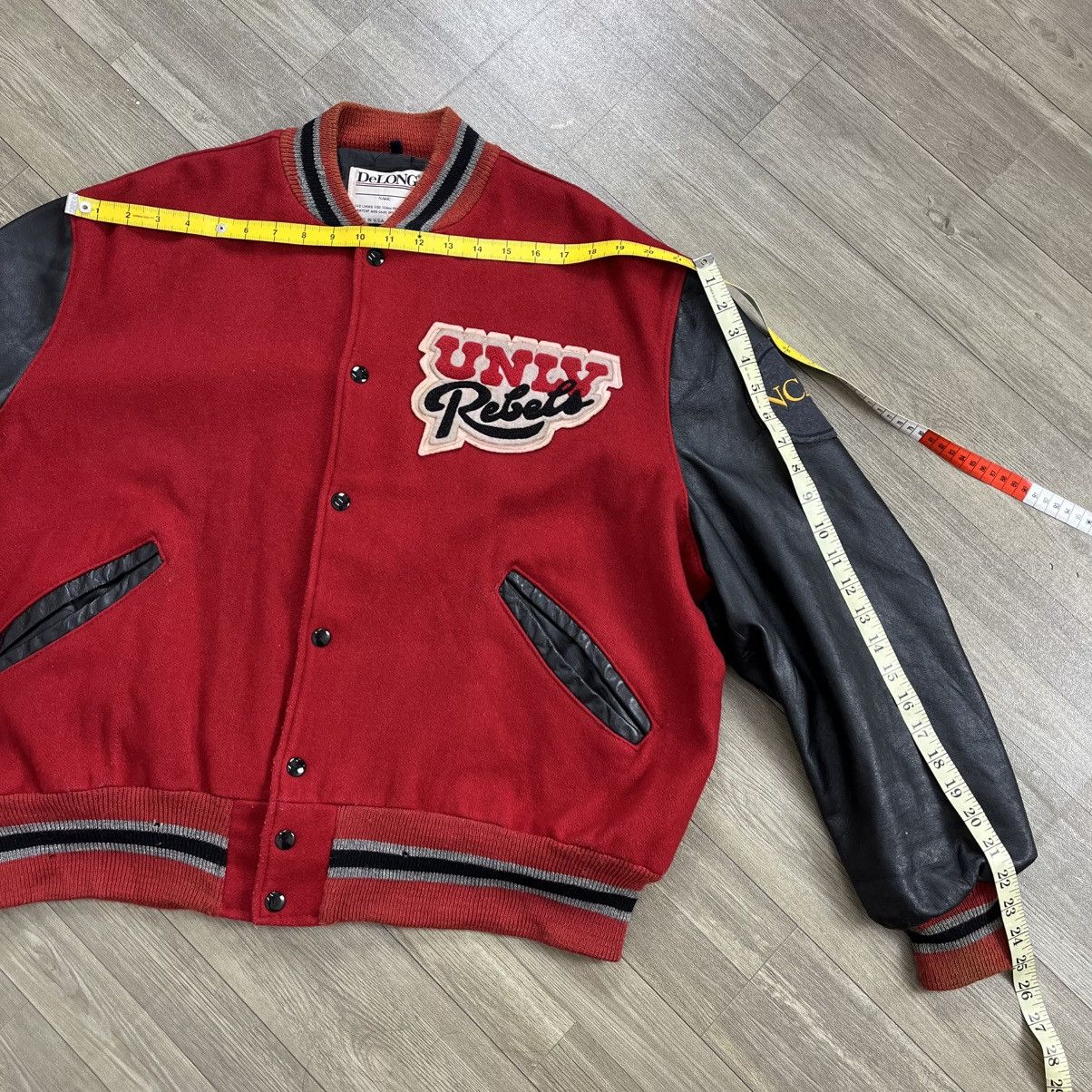 Vintage 1990s Delong UNLV Runnin Rebels Wool Leather Varsity Jacket Size US L / EU 52-54 / 3 - 15 Thumbnail