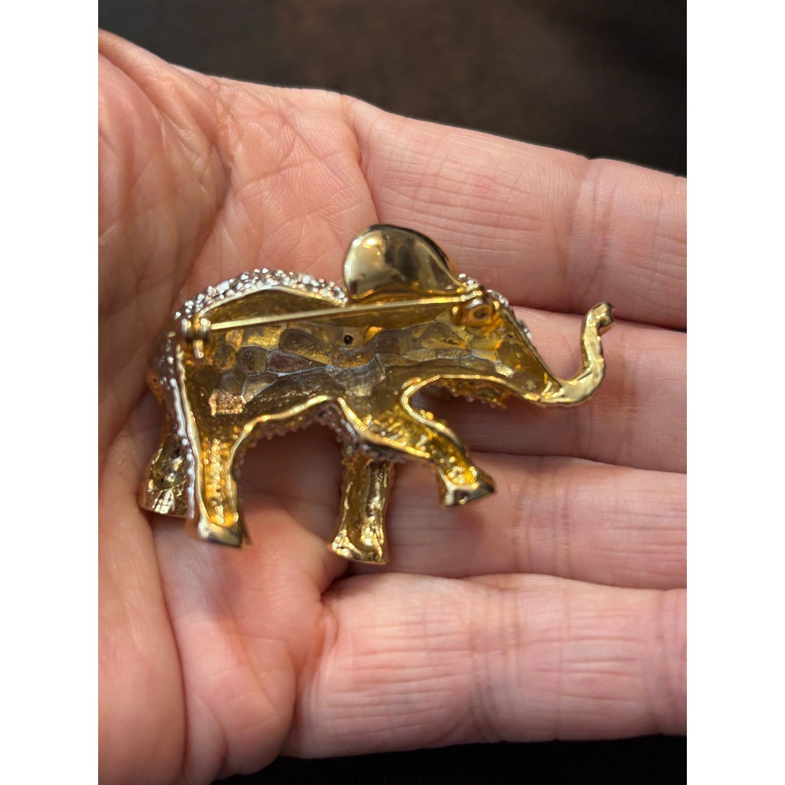 Other Vintage Rhinestone Elephant Brooch Gold Tone Unsigned Size ONE SIZE - 2 Thumbnail