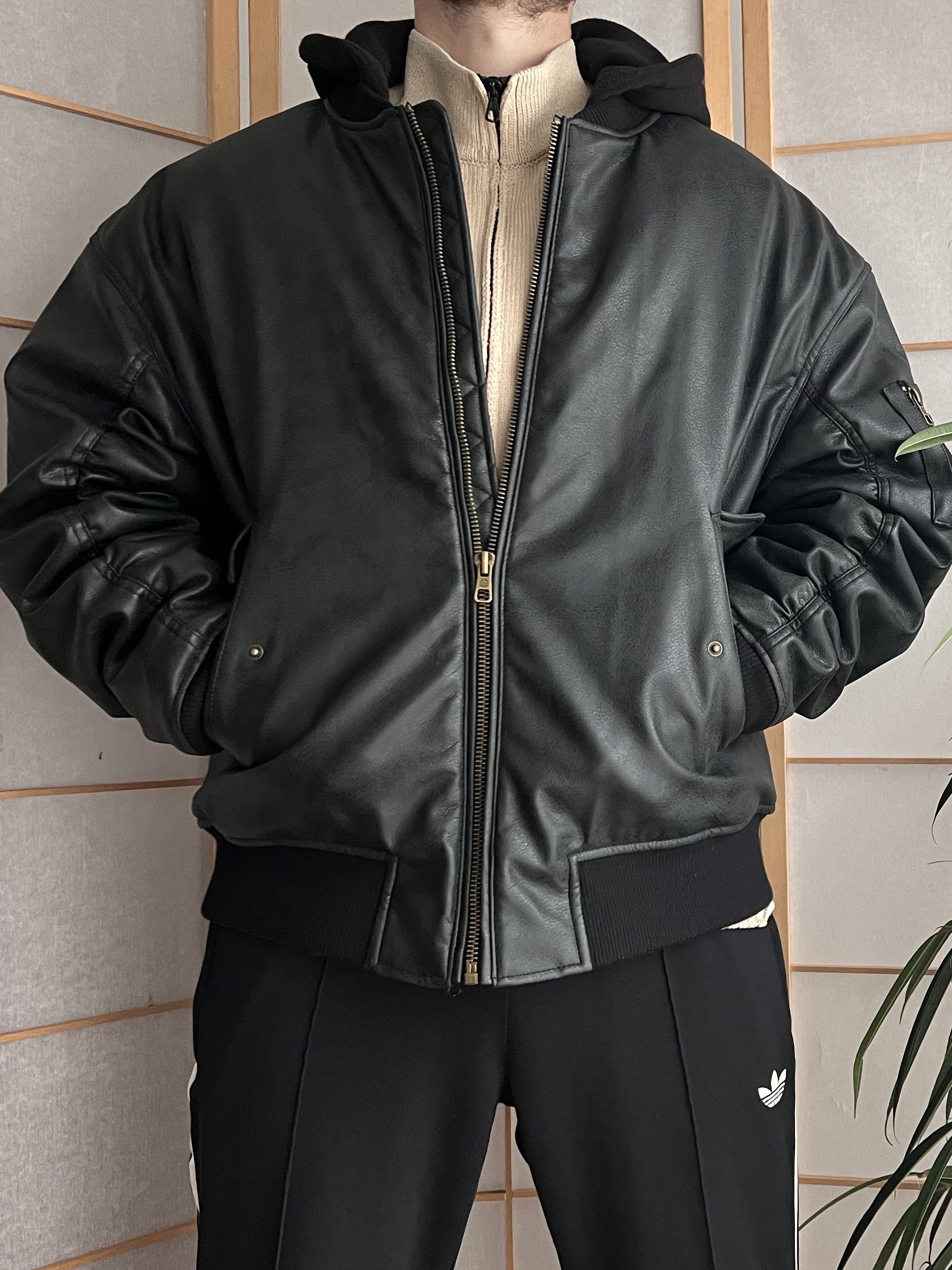 Hysteric Glamour MA-1 leather bomber jacket y2k baggy opium boxy flyer army Size US L / EU 52-54 / 3 - 11 Thumbnail