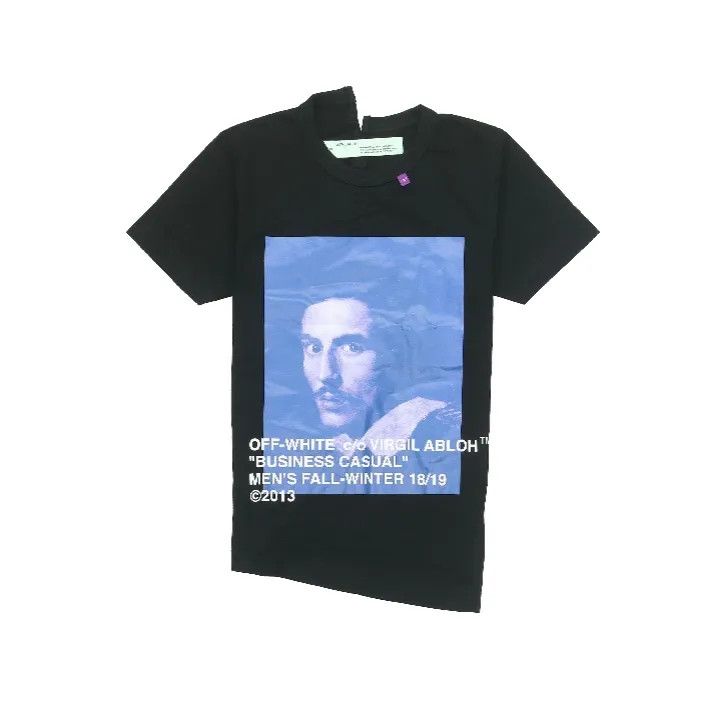 OFF-WHITE Black Graphic T-Shirt with Face Print 0079
