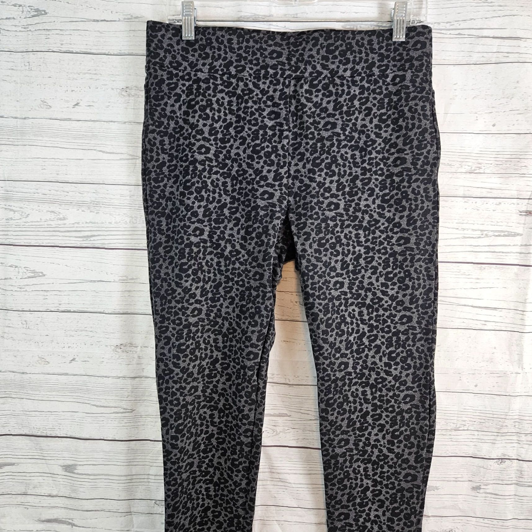 Loft LOFT Ann Taylor Womens Ponte Knit Ankle Pants Sz M Black Gray Animal Print 27in Inseam Size 32" / US 10 / IT 46 - 2 Thumbnail