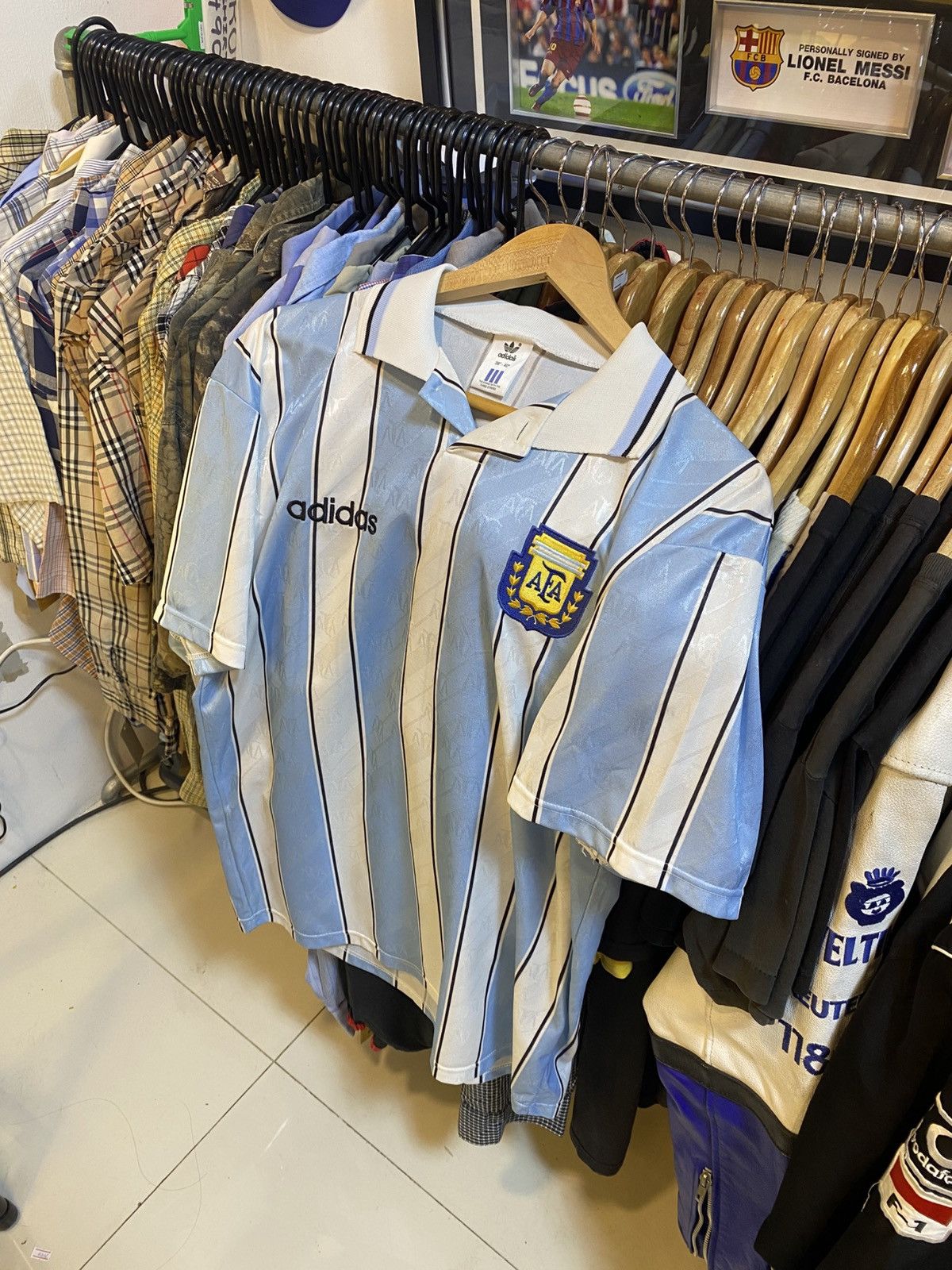 Adidas Rare Vintage 90s Argentina National Football Team Home Kit Size US XL / EU 56 / 4 - 1 Thumbnail