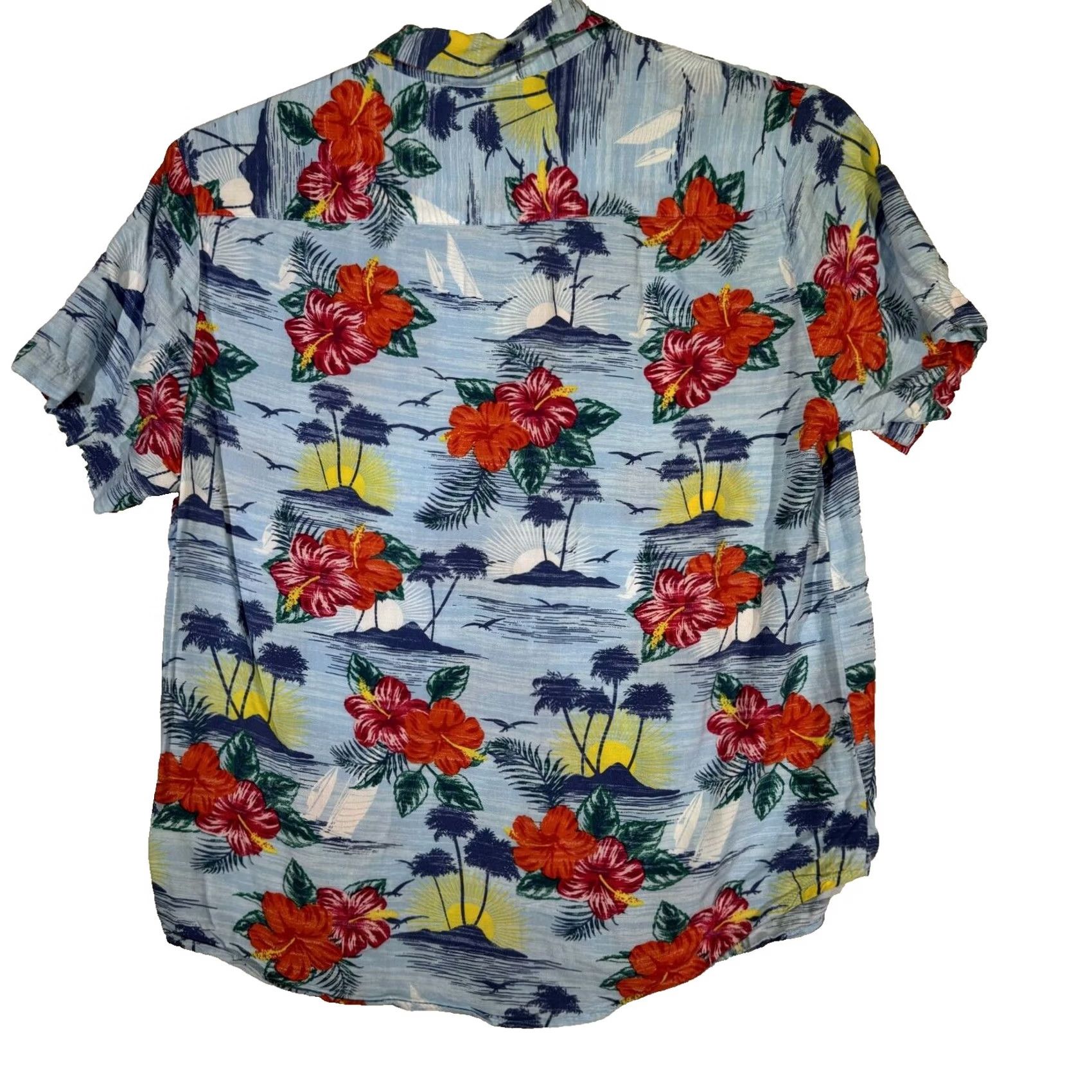 Denime Denim & Flower Shirt Men's XL Hawaiian Multicolor Floral Short Sleeve Cotton Button-Up Casual Size US XL / EU 56 / 4 - 2 Thumbnail