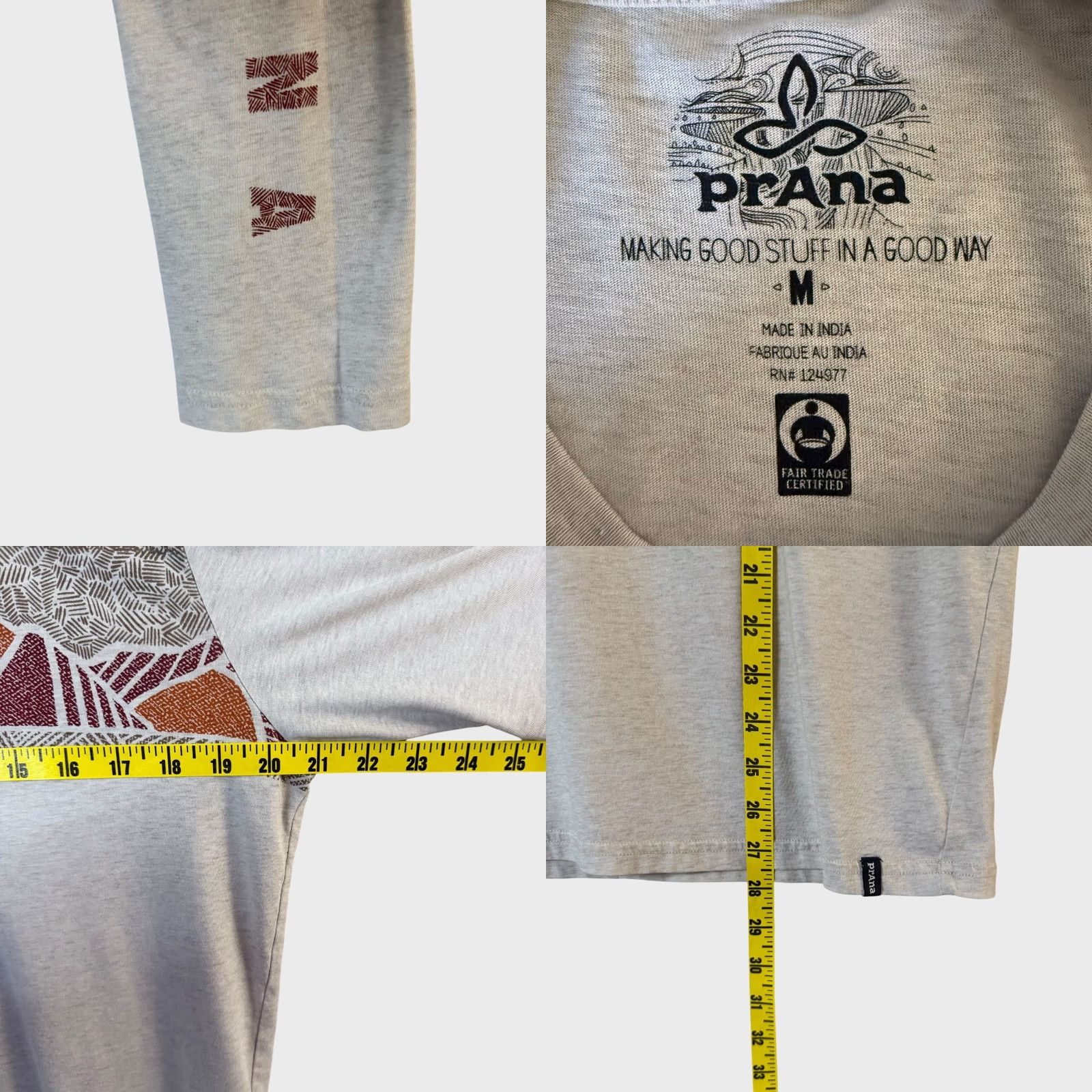 Prana prAna Long-Sleeve Shirt Oatmeal Mountain Art Graphic Logo Men's M Shirt Logo All Seasons Nature Outdoor Women? Mens Size US M / EU 48-50 / 2 - 8 Thumbnail