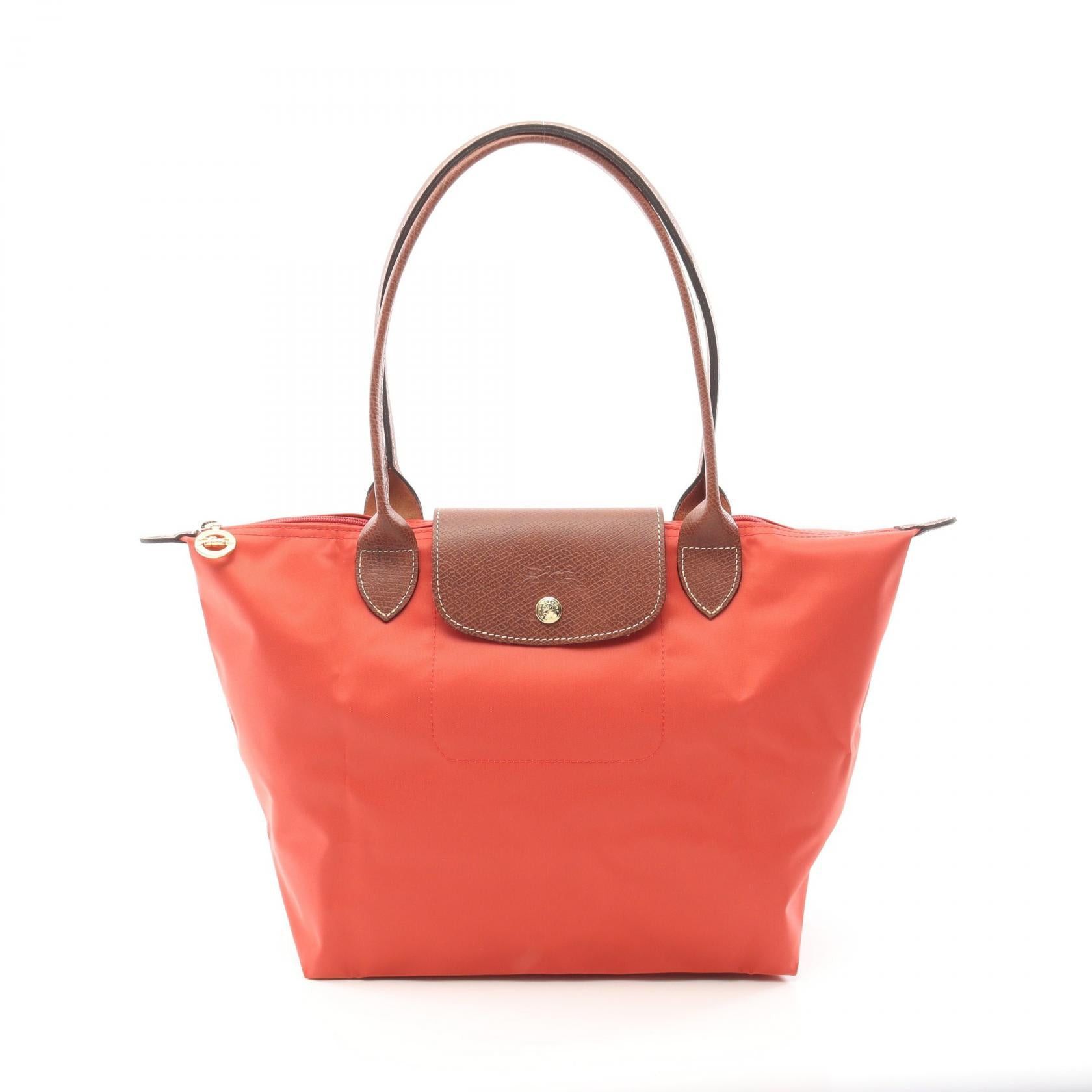 Longchamp Le Pliage Original M Preage Handbag Tote Bag Nylon Leather Red, Women's