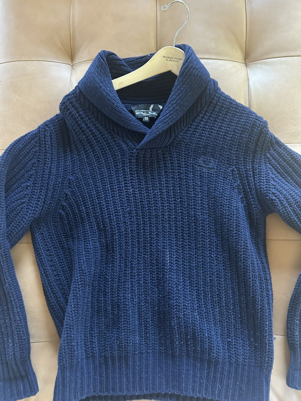 Raf Simons x Fred Perry wool shawl neck knitwear