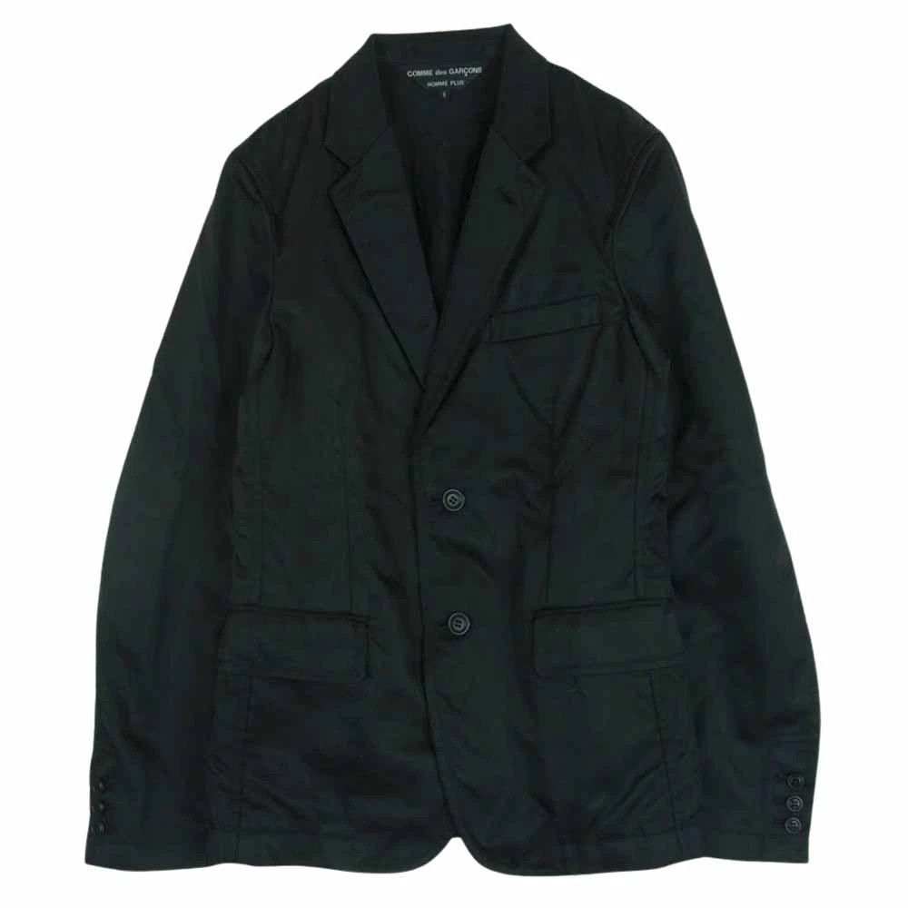 Comme des Garcons Homme Plus Jacket Back cross cutout nylon 2 Button tailored plain Black Size US S / EU 44-46 / 1 - 1 Thumbnail