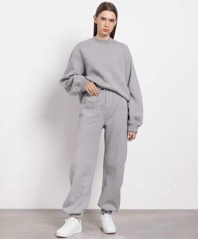 The Attico o1s22i1n1024 Melange Cotton Sweatpant in Grey Size 25" / US 0 / IT 36 - 2 Thumbnail