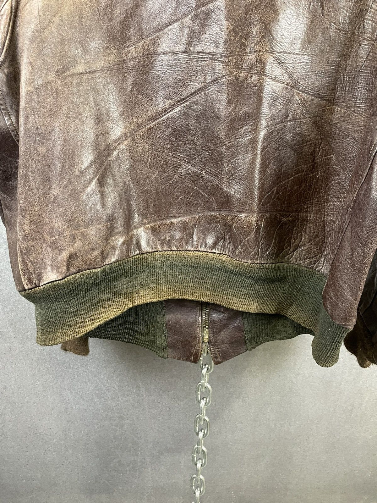 40s 50s Distressed Brown Leather Bomber Jacker