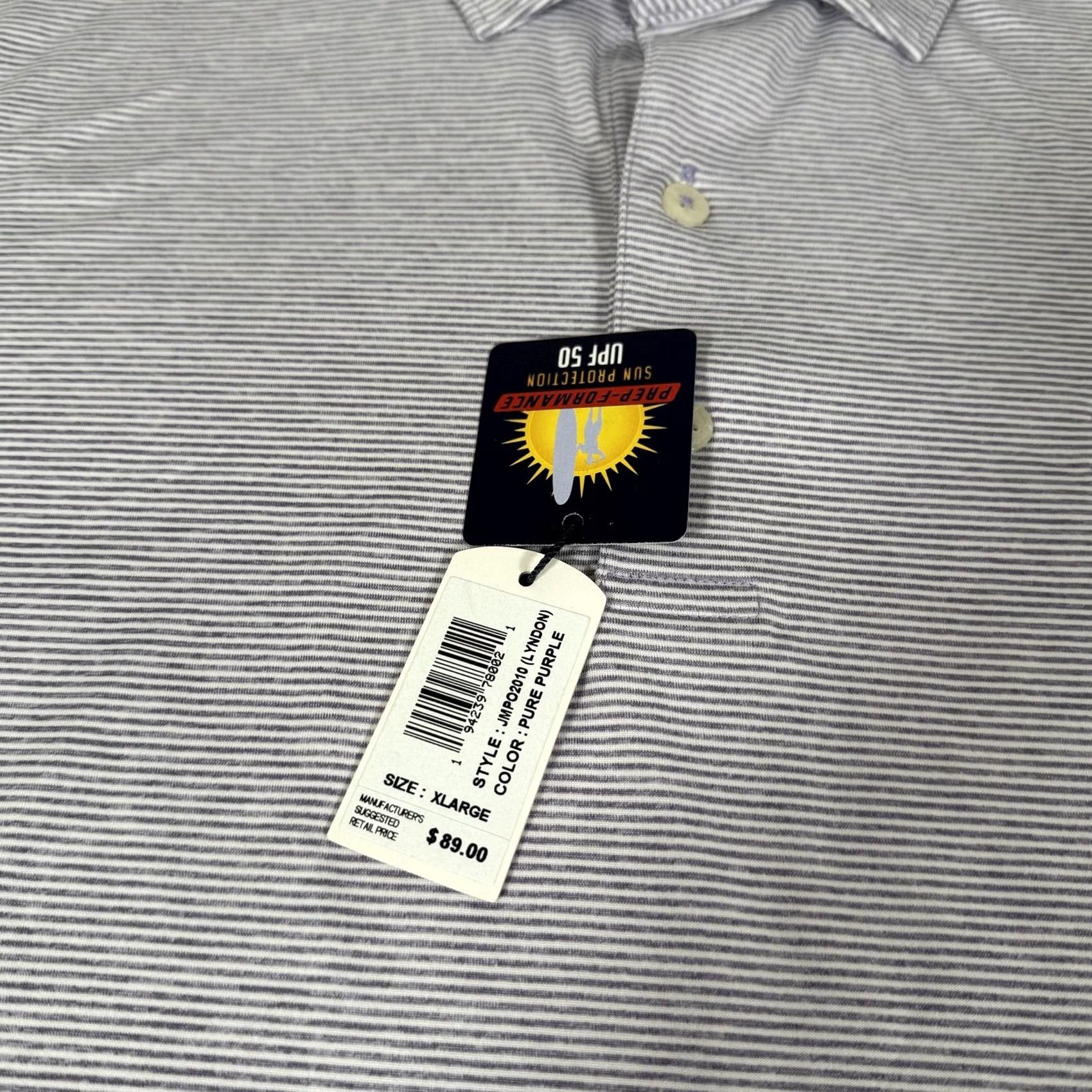 johnnie-O johnnie-O Shirt Mens XL Purple Stripe Prep-Formance Polo Golf UPF 50 Stretch Size US XL / EU 56 / 4 - 5 Thumbnail