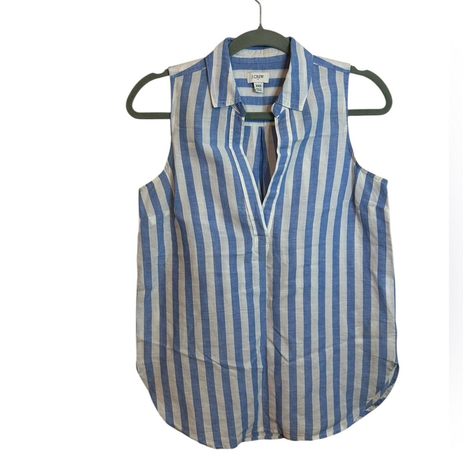 J.Crew J.Crew Baby Blue Striped Linen Popover Tunic Top Size XXS / US 00 / IT 34 - 1 Thumbnail