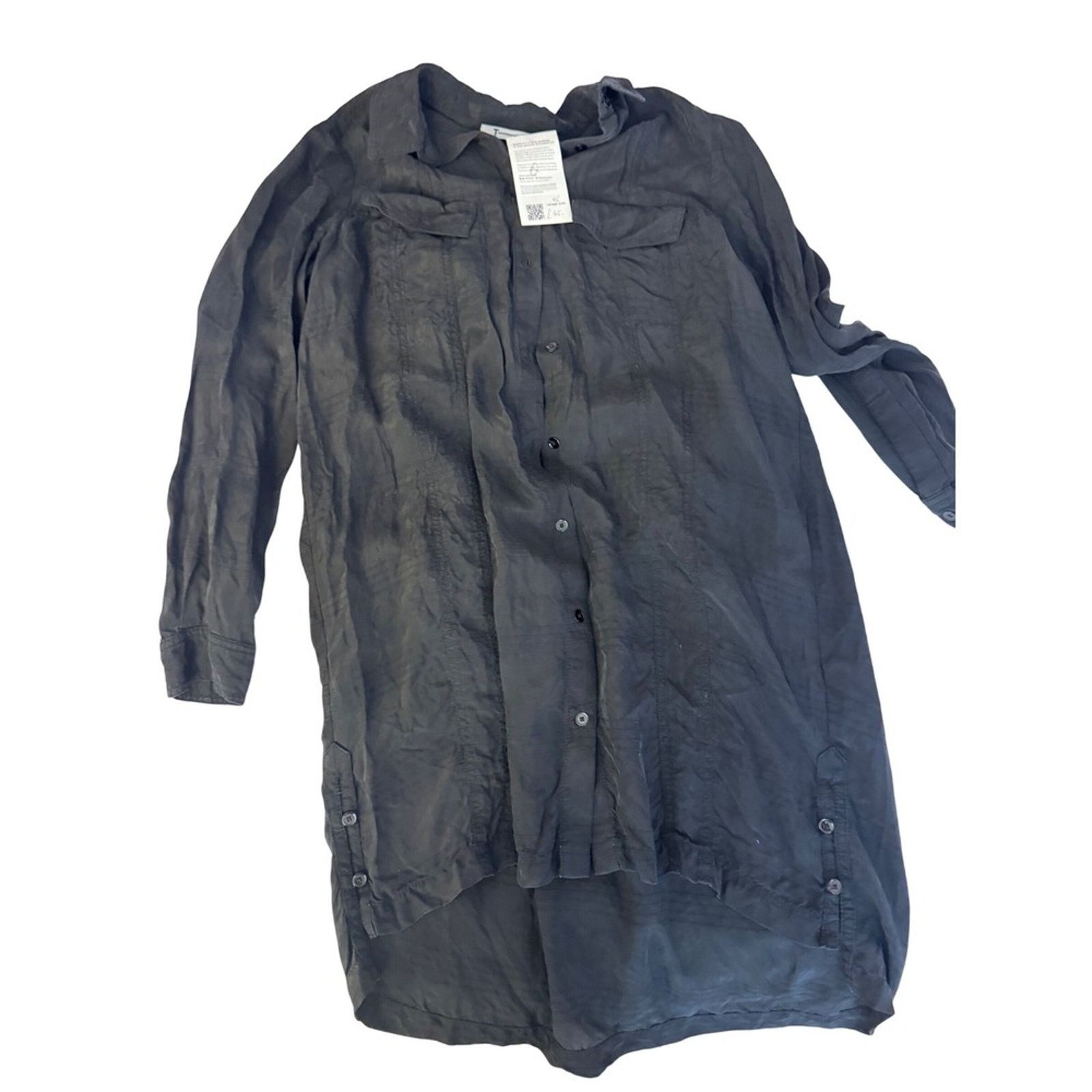 Alexander Wang T by Alexander Wang Sheer Silk Blend Tunic Shirt – Black Size S / US 4 / IT 40 - 1 Thumbnail