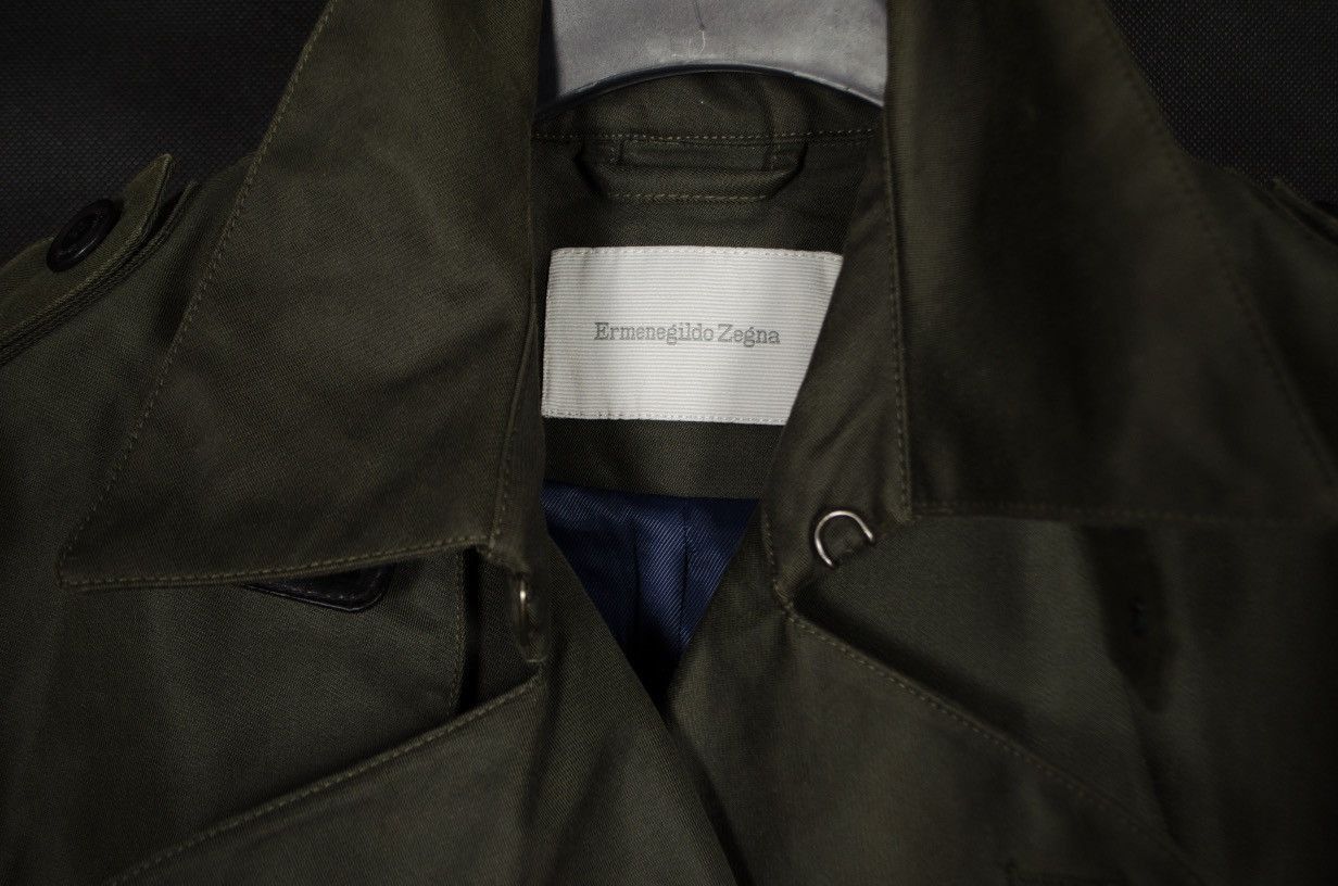 Ermenegildo Zegna Ermenegildo Zegna Olive Heavy Trench Coat Jacket Size US M / EU 48-50 / 2 - 15 Thumbnail