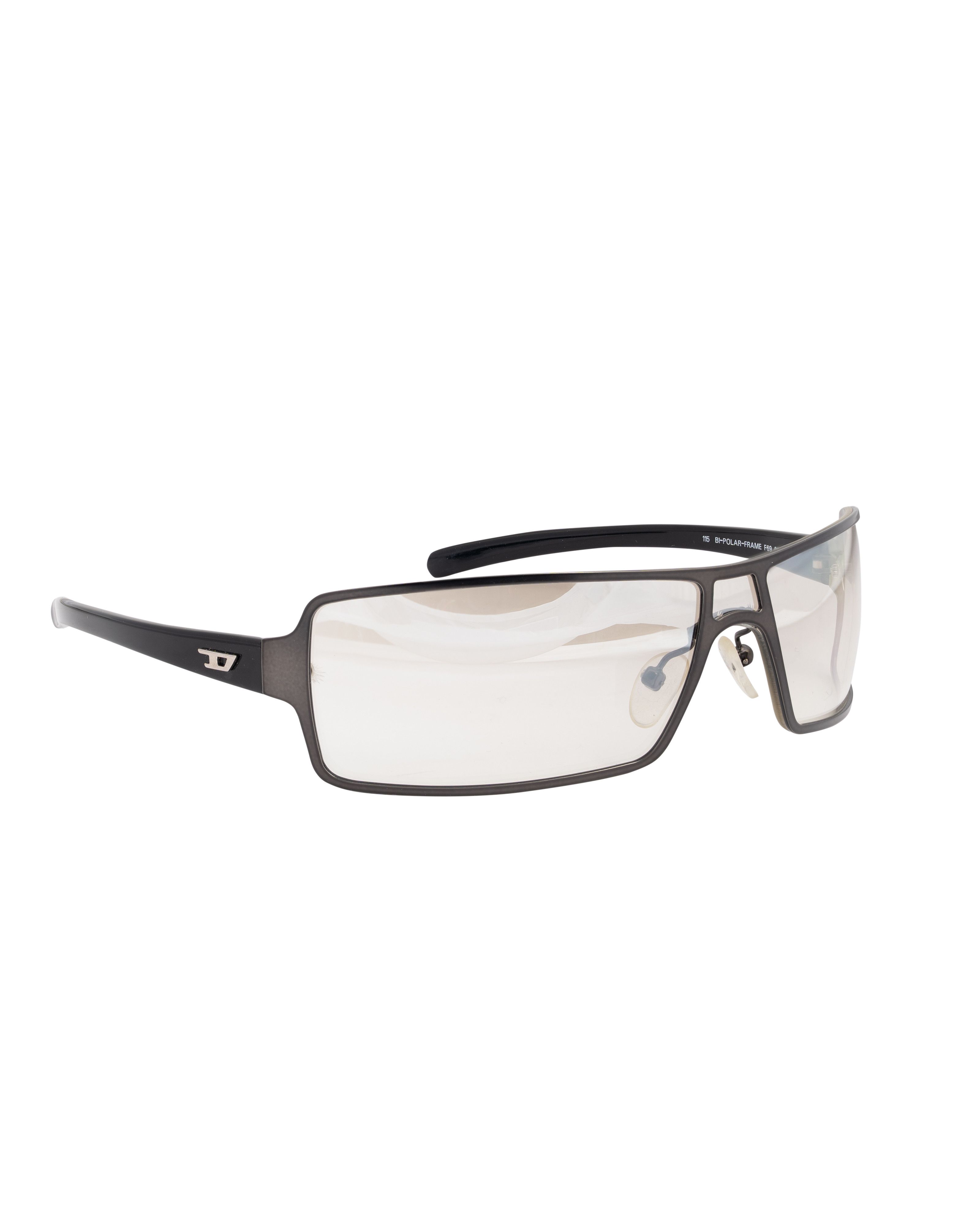 Diesel Diesel '90s White Lens Metal Rectangular Sunglasses Size ONE SIZE - 1 Thumbnail