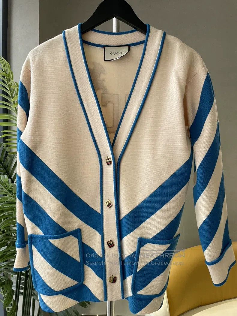 Gucci Gucci Blue and white striped cardigan coat Size XS / US 0-2 / IT 36-38 - 1 Thumbnail