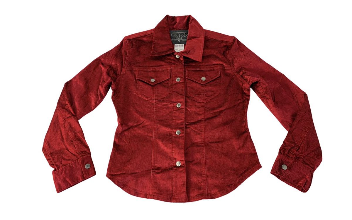 image of Hype 90's Guess Usa Red Corduroy Glamorous Shirt Western Day, Women's (Size Small)