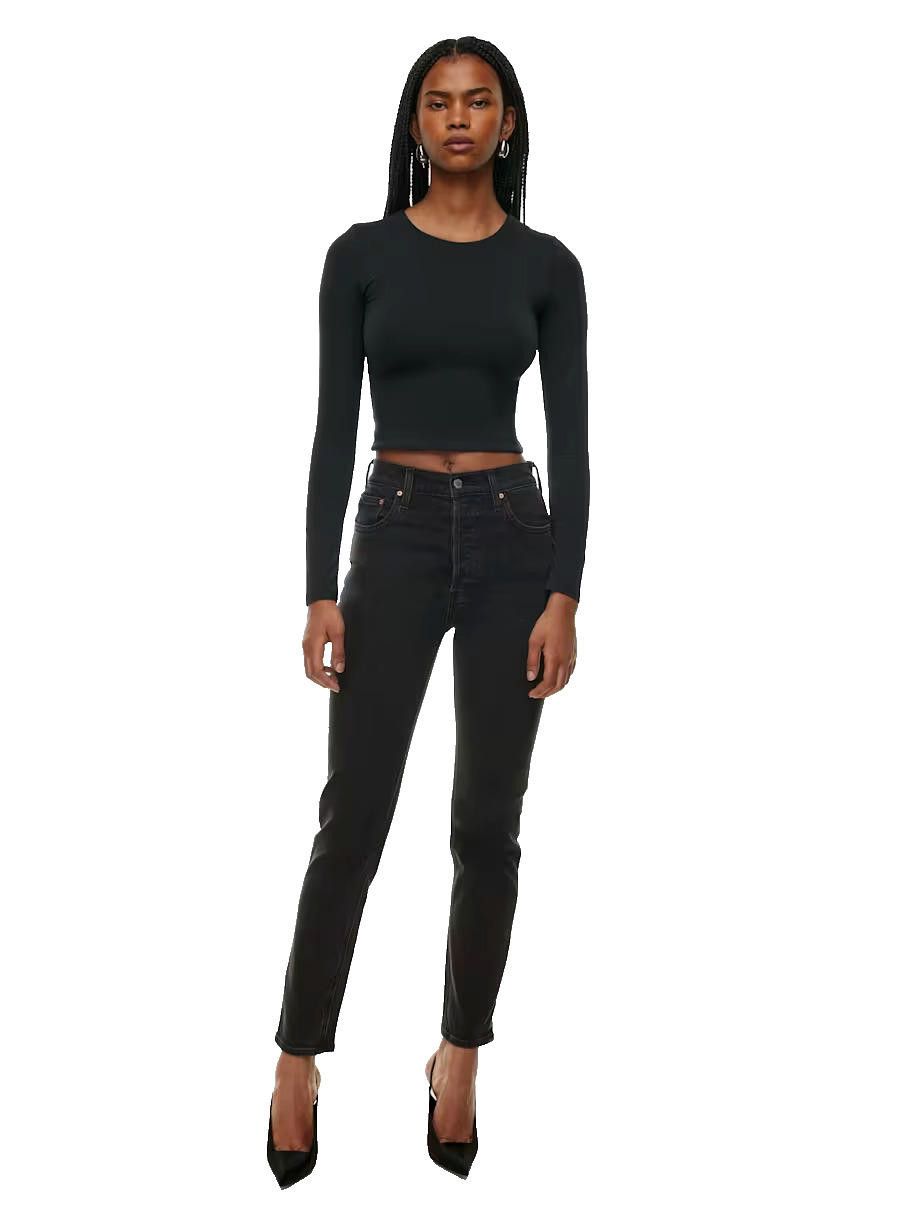 Designer Denim Forum Aritzia US27 Black Yoko High-Waisted Slim Jeans Size 27" / US 4 / IT 40 - 1 Thumbnail