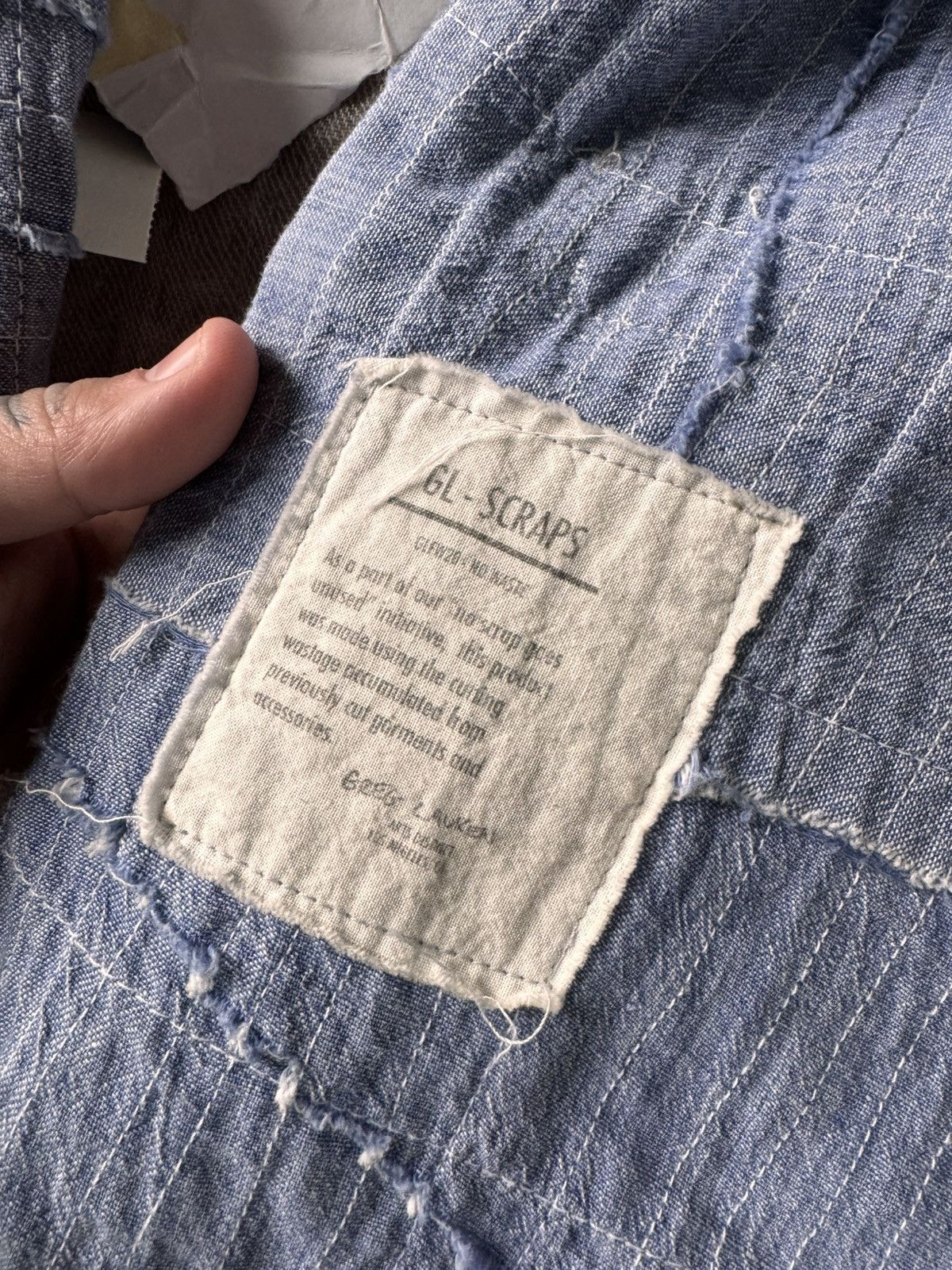 Greg Lauren NET/NW Greg Lauren Chambray Scraps Shawl Collar Boxy Fit Size US S / EU 44-46 / 1 - 5 Thumbnail