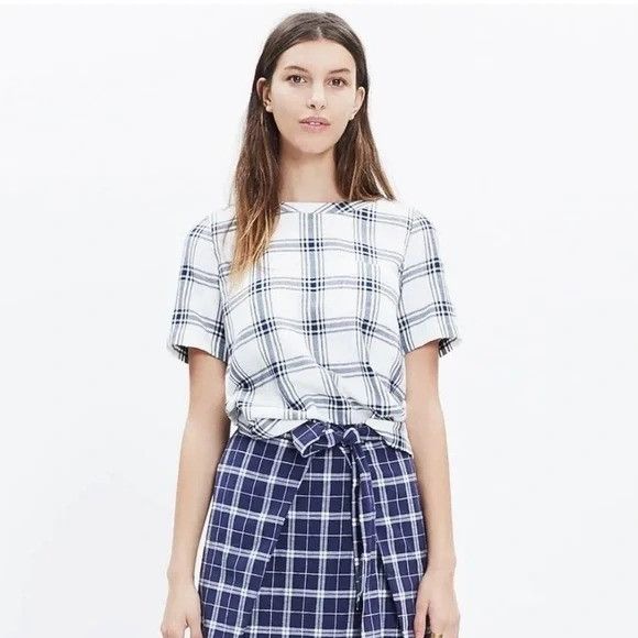 Madewell Madewell XXS Industry Plaid Top Blouse Shirt Blue White Hi L Size XXS / US 00 / IT 34 - 5 Thumbnail
