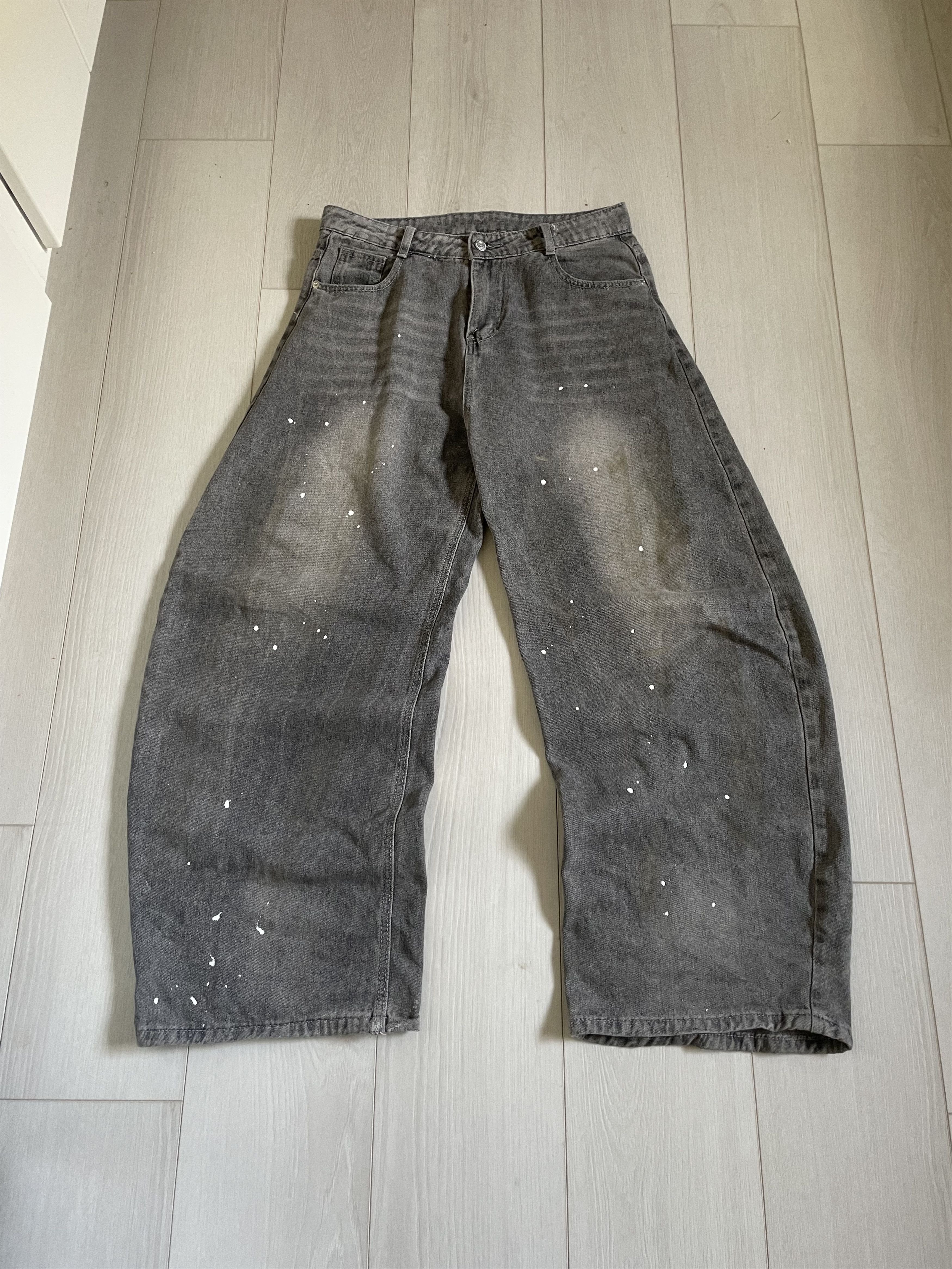 Other Vintage Ink-Splatter Grey Wide-Leg Jeans Size US 32 / EU 48 - 4 Thumbnail